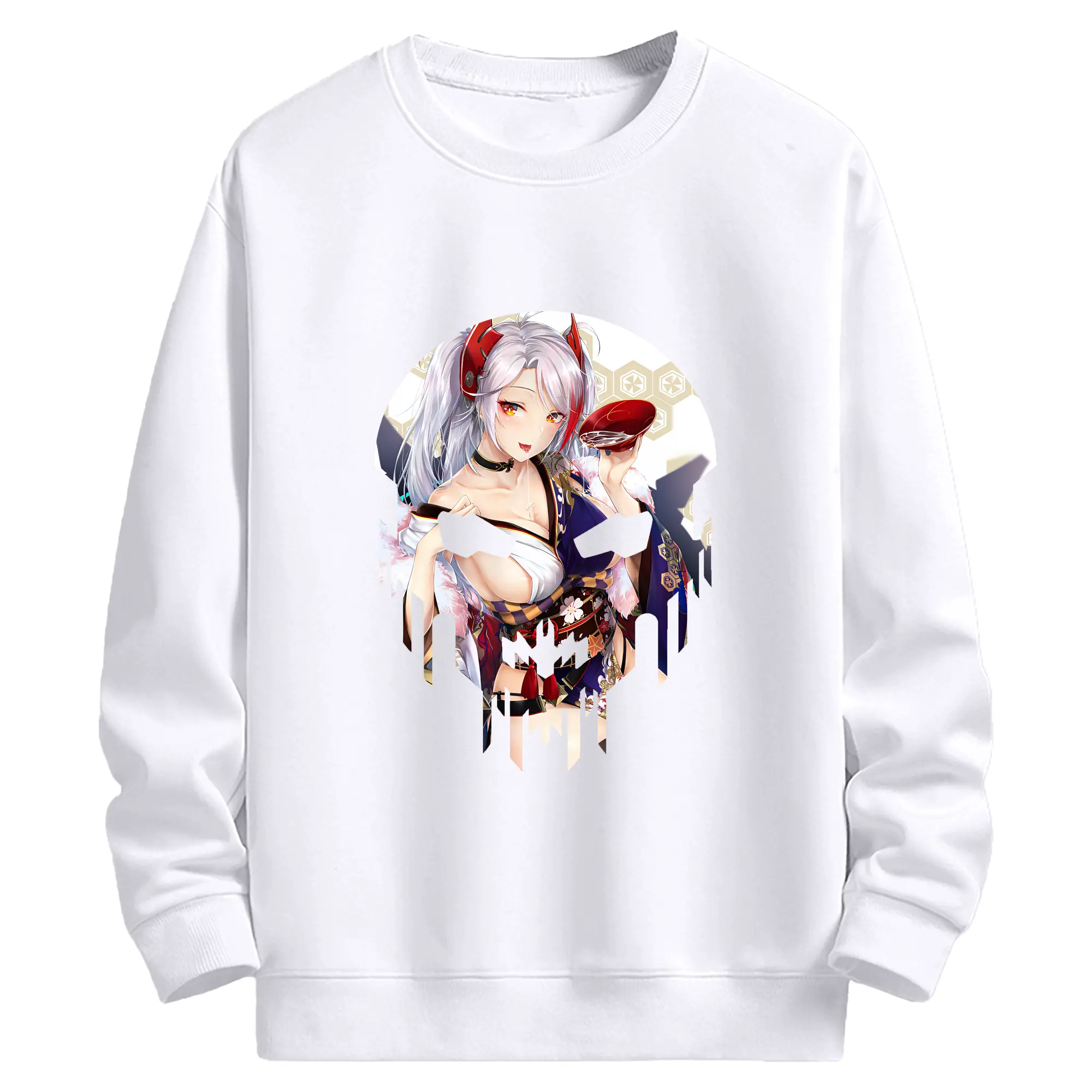 アズールレーン グッズ,プリンツ・オイゲン - 高品質 クルーネック スウェット ・ コットン59％ ポリエステル41％ ・ ユニセックス 長袖 トレーナー ・ カジュアル デイリー スポーツ 散歩用