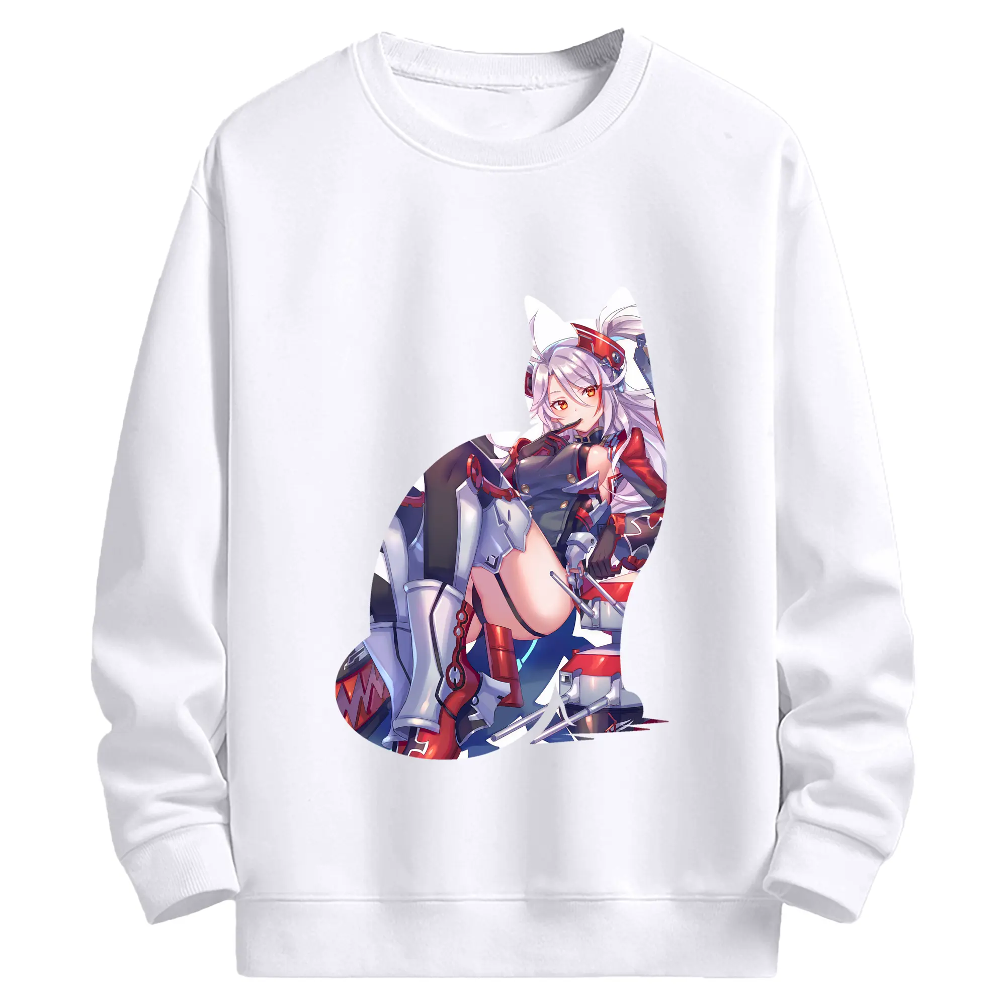 アズールレーン グッズ,プリンツ・オイゲン - 高品質 クルーネック スウェット ・ コットン59％ ポリエステル41％ ・ ユニセックス 長袖 トレーナー ・ カジュアル デイリー スポーツ 散歩用