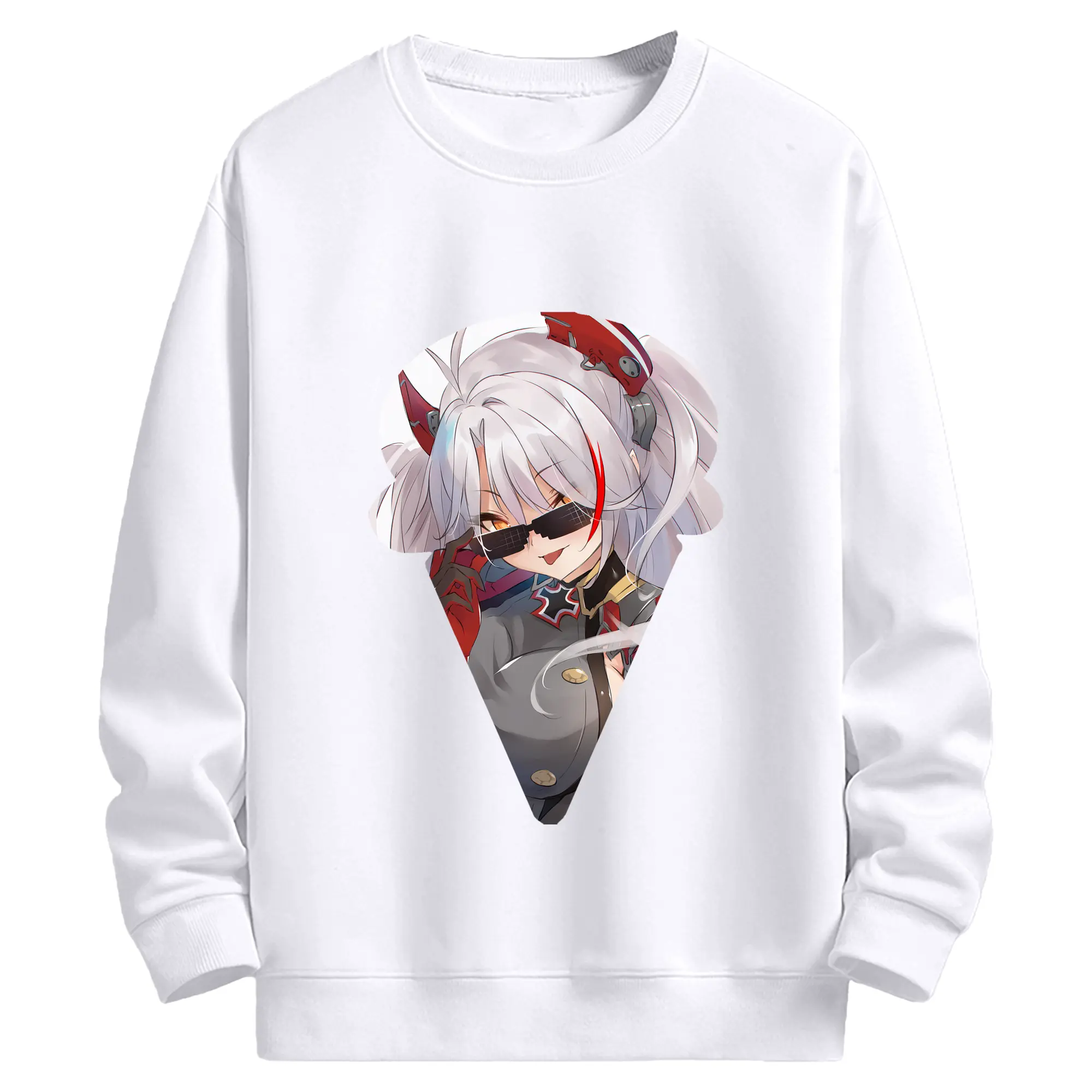 アズールレーン グッズ,プリンツ・オイゲン - 高品質 クルーネック スウェット ・ コットン59％ ポリエステル41％ ・ ユニセックス 長袖 トレーナー ・ カジュアル デイリー スポーツ 散歩用