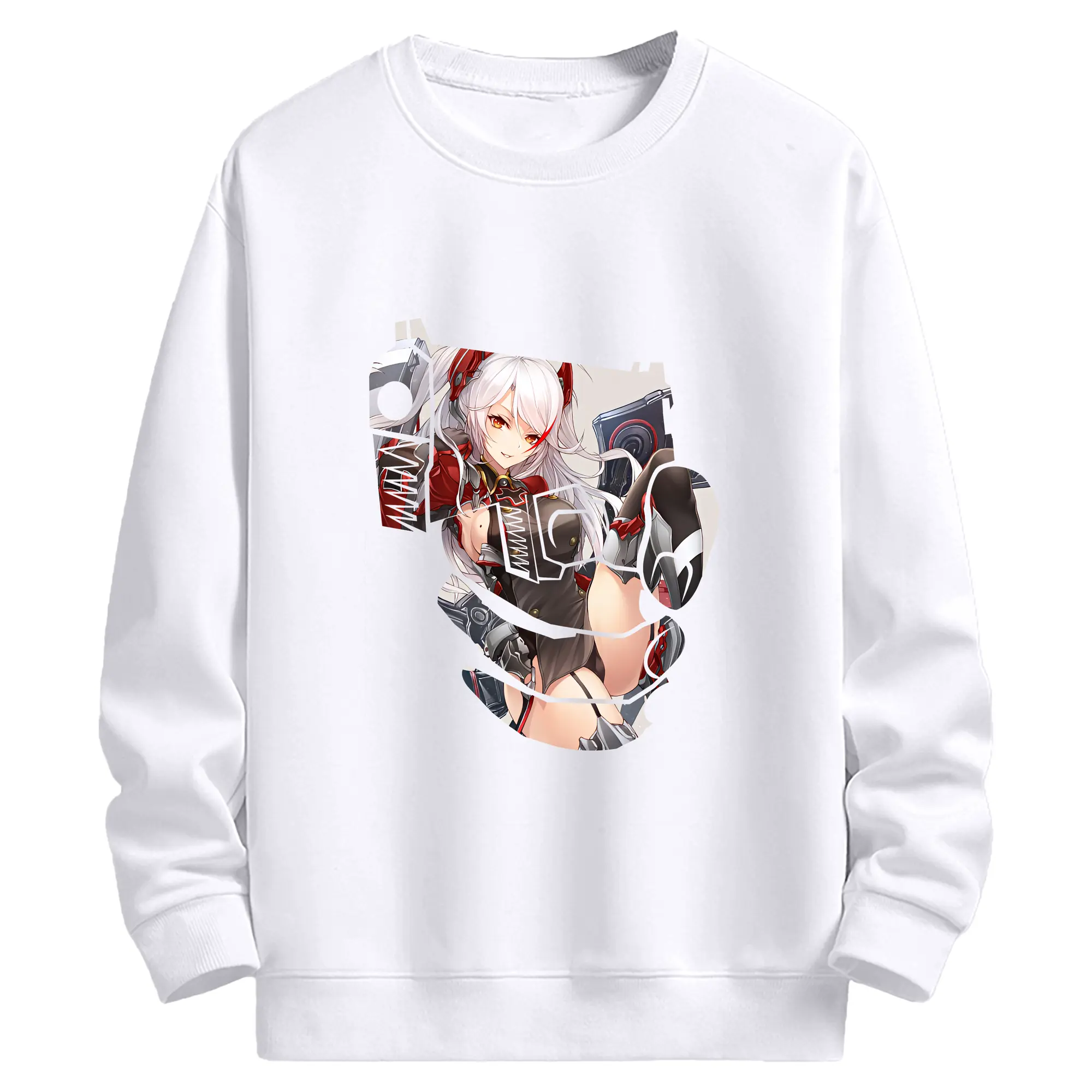 アズールレーン グッズ,プリンツ・オイゲン - 高品質 クルーネック スウェット ・ コットン59％ ポリエステル41％ ・ ユニセックス 長袖 トレーナー ・ カジュアル デイリー スポーツ 散歩用