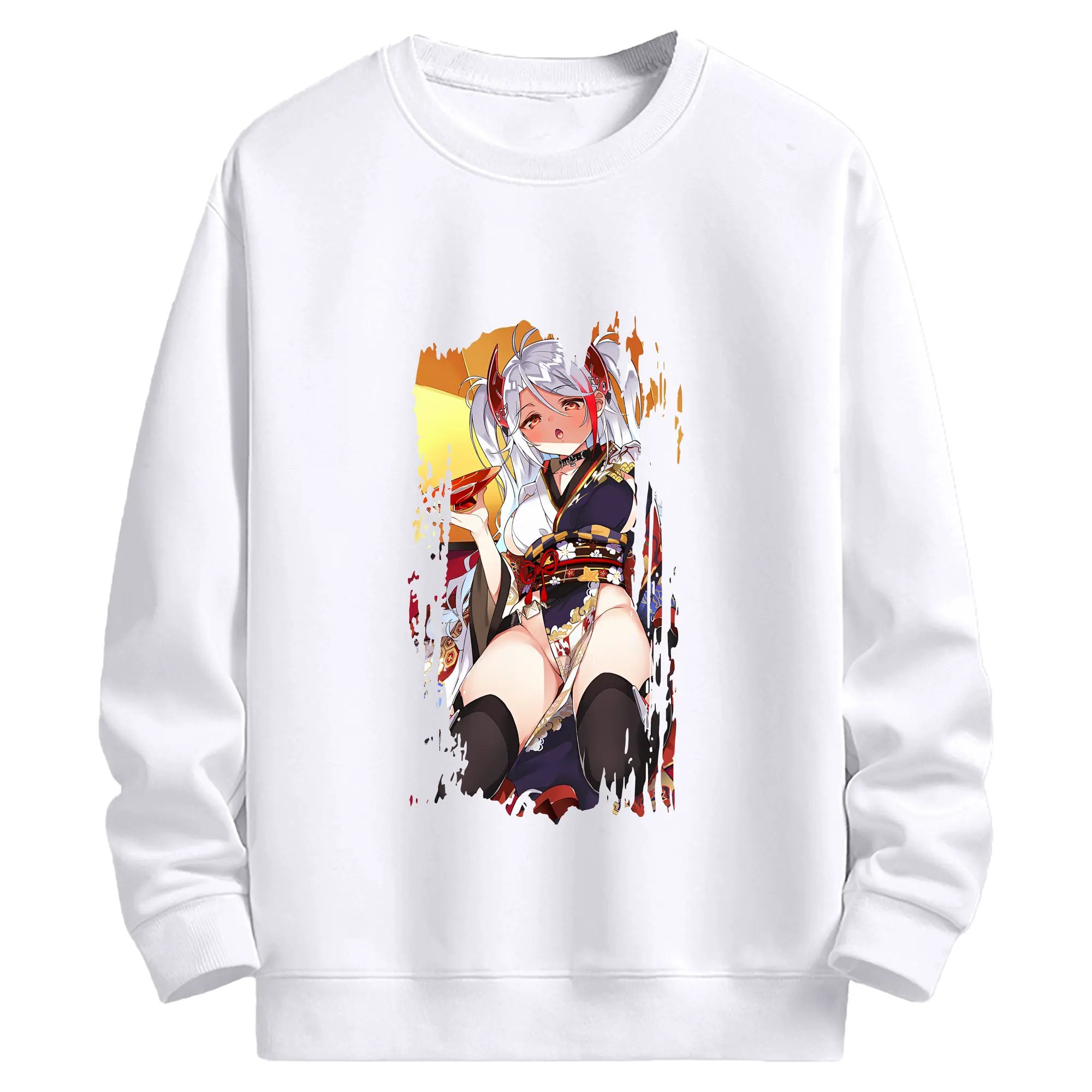 アズールレーン グッズ,プリンツ・オイゲン - 高品質 クルーネック スウェット ・ コットン59％ ポリエステル41％ ・ ユニセックス 長袖 トレーナー ・ カジュアル デイリー スポーツ 散歩用