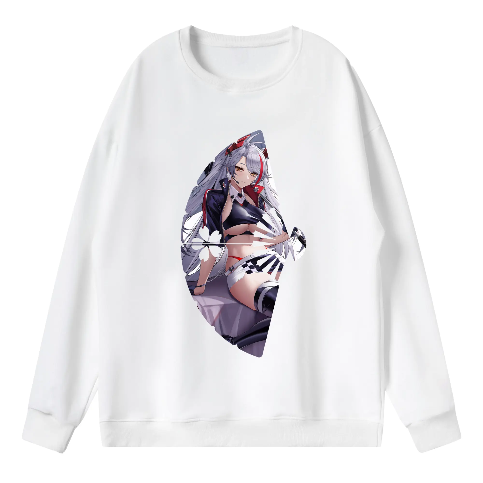 アズールレーン グッズ,プリンツ・オイゲン - 薄手 クルーネック スウェット 裏毛260g · ポリエステル 春秋向け カジュアル 男女兼用 · トレーナー デイリー スポーツ 散歩に最適