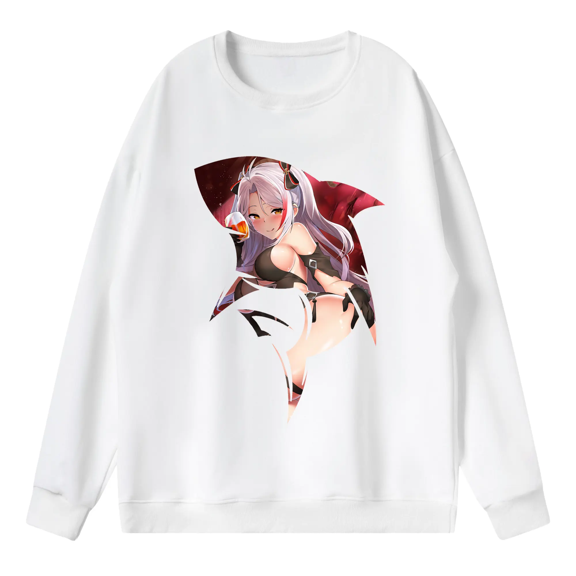 アズールレーン グッズ,プリンツ・オイゲン - 薄手 クルーネック スウェット 裏毛260g · ポリエステル 春秋向け カジュアル 男女兼用 · トレーナー デイリー スポーツ 散歩に最適