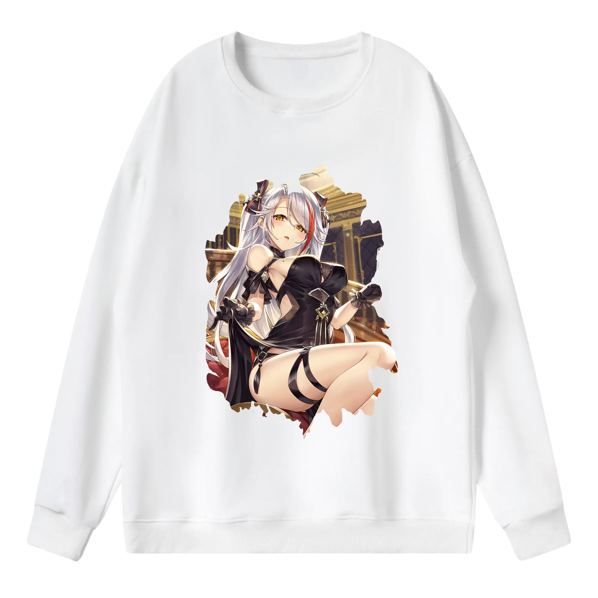 アズールレーン グッズ,プリンツ・オイゲン - 薄手 クルーネック スウェット 裏毛260g · ポリエステル 春秋向け カジュアル 男女兼用 · トレーナー デイリー スポーツ 散歩に最適