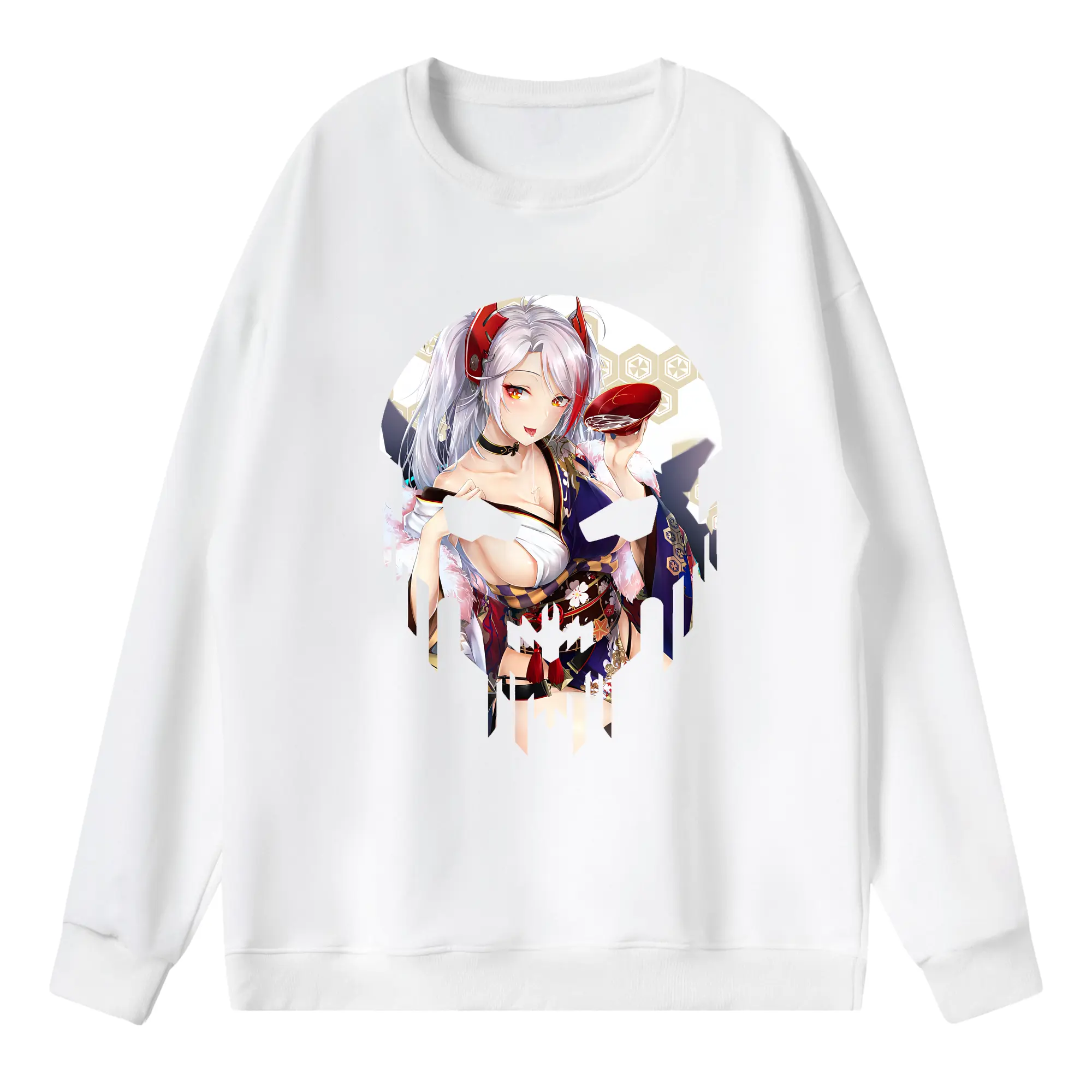 アズールレーン グッズ,プリンツ・オイゲン - 薄手 クルーネック スウェット 裏毛260g · ポリエステル 春秋向け カジュアル 男女兼用 · トレーナー デイリー スポーツ 散歩に最適