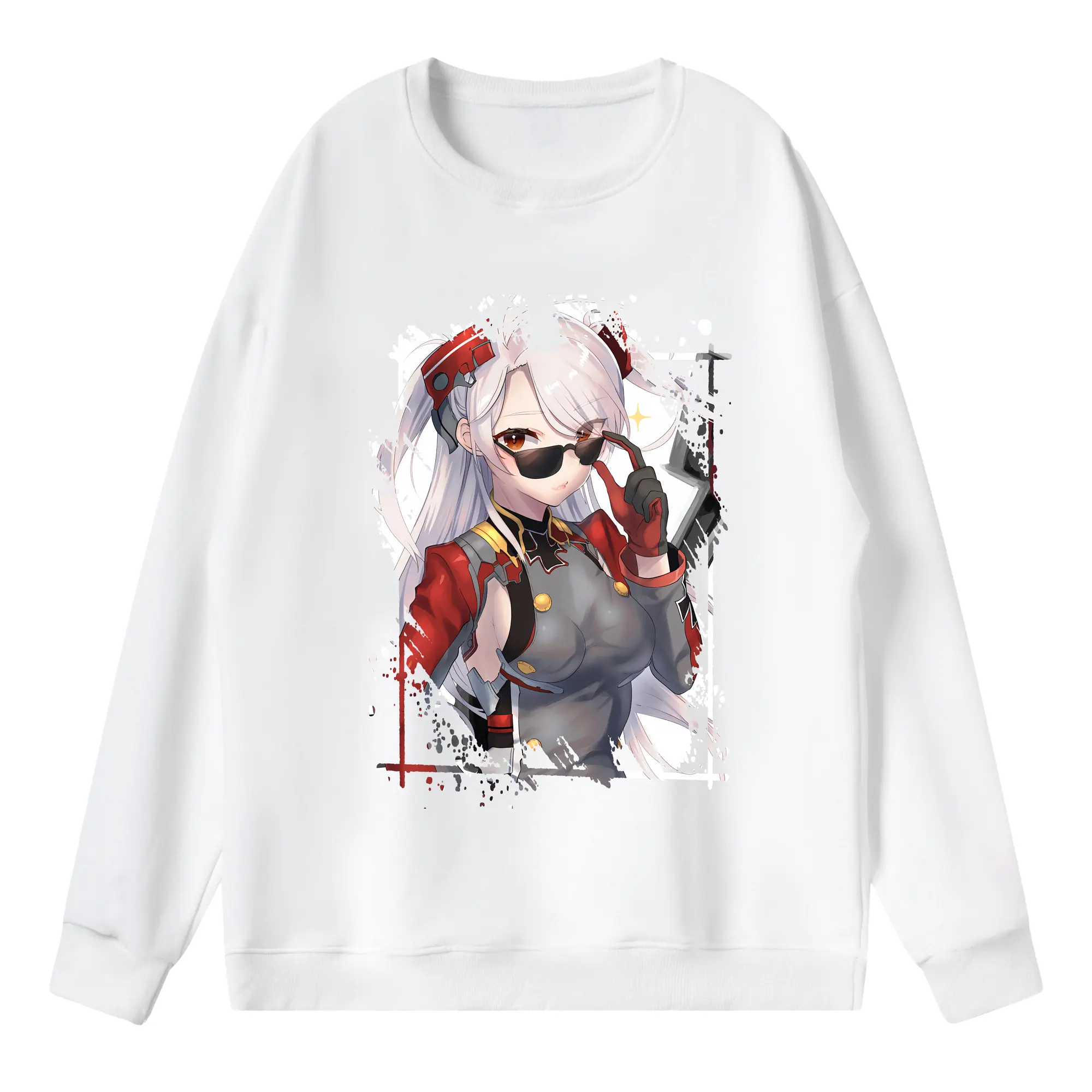 アズールレーン グッズ,プリンツ・オイゲン - 薄手 クルーネック スウェット 裏毛260g · ポリエステル 春秋向け カジュアル 男女兼用 · トレーナー デイリー スポーツ 散歩に最適