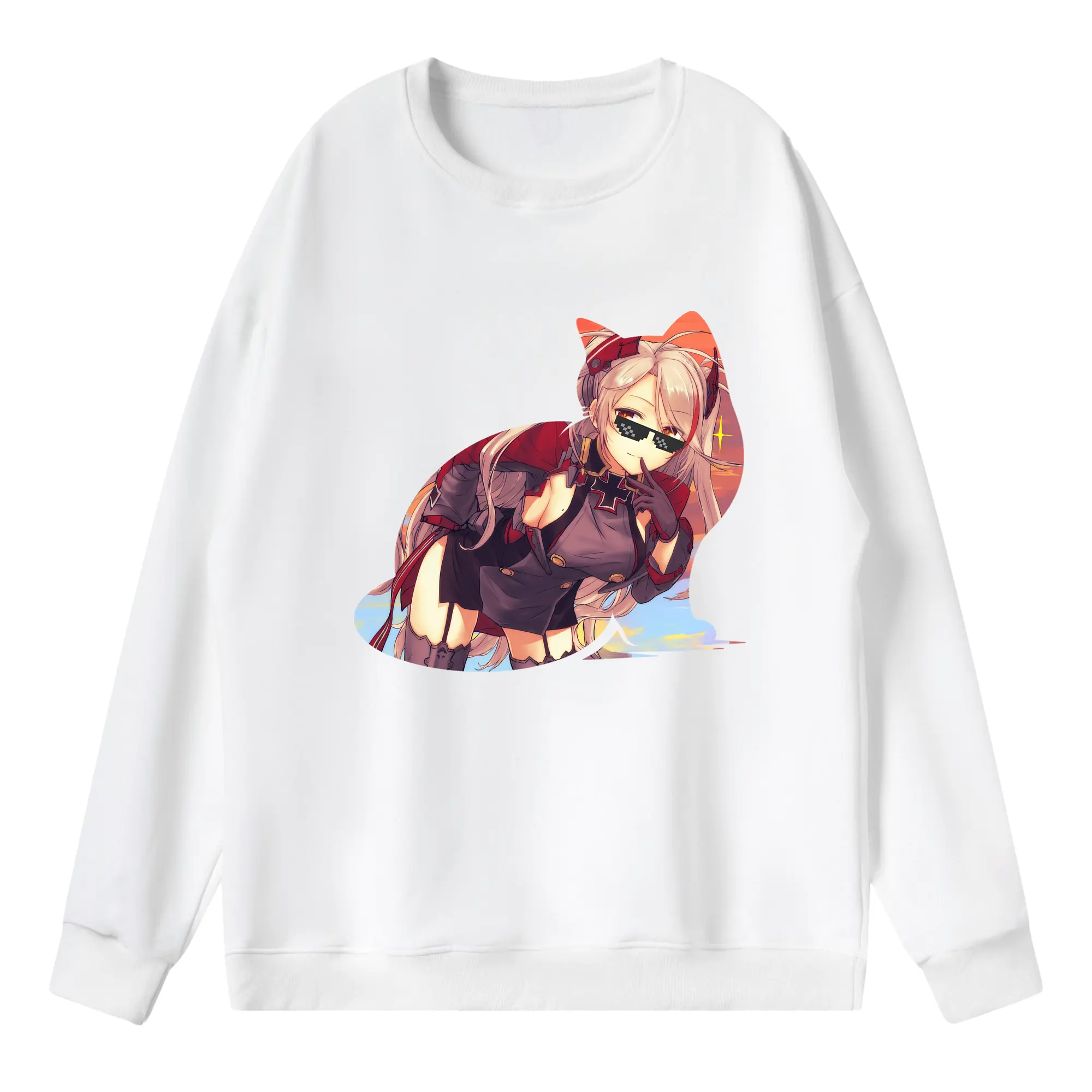 アズールレーン グッズ,プリンツ・オイゲン - 薄手 クルーネック スウェット 裏毛260g · ポリエステル 春秋向け カジュアル 男女兼用 · トレーナー デイリー スポーツ 散歩に最適