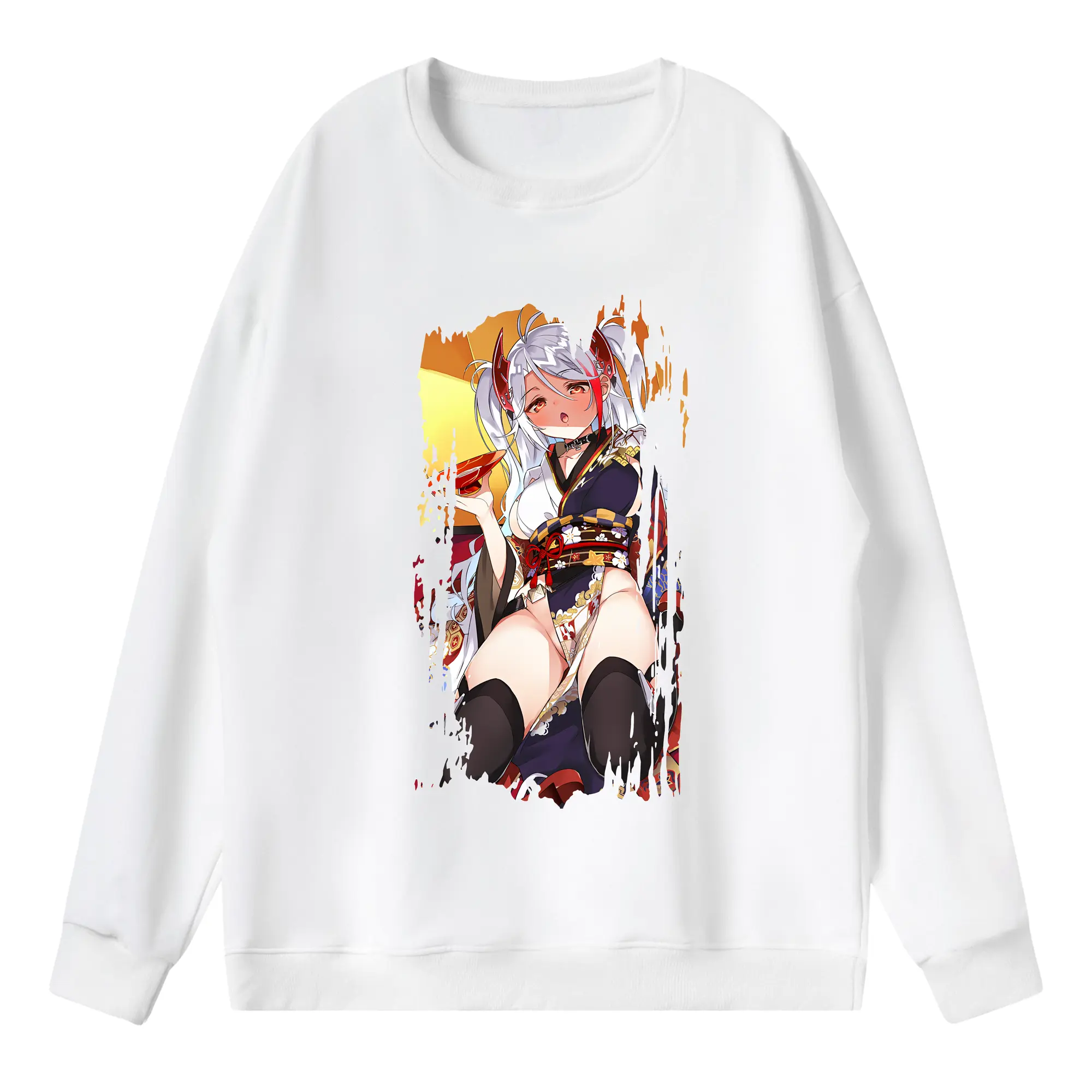 アズールレーン グッズ,プリンツ・オイゲン - 薄手 クルーネック スウェット 裏毛260g · ポリエステル 春秋向け カジュアル 男女兼用 · トレーナー デイリー スポーツ 散歩に最適