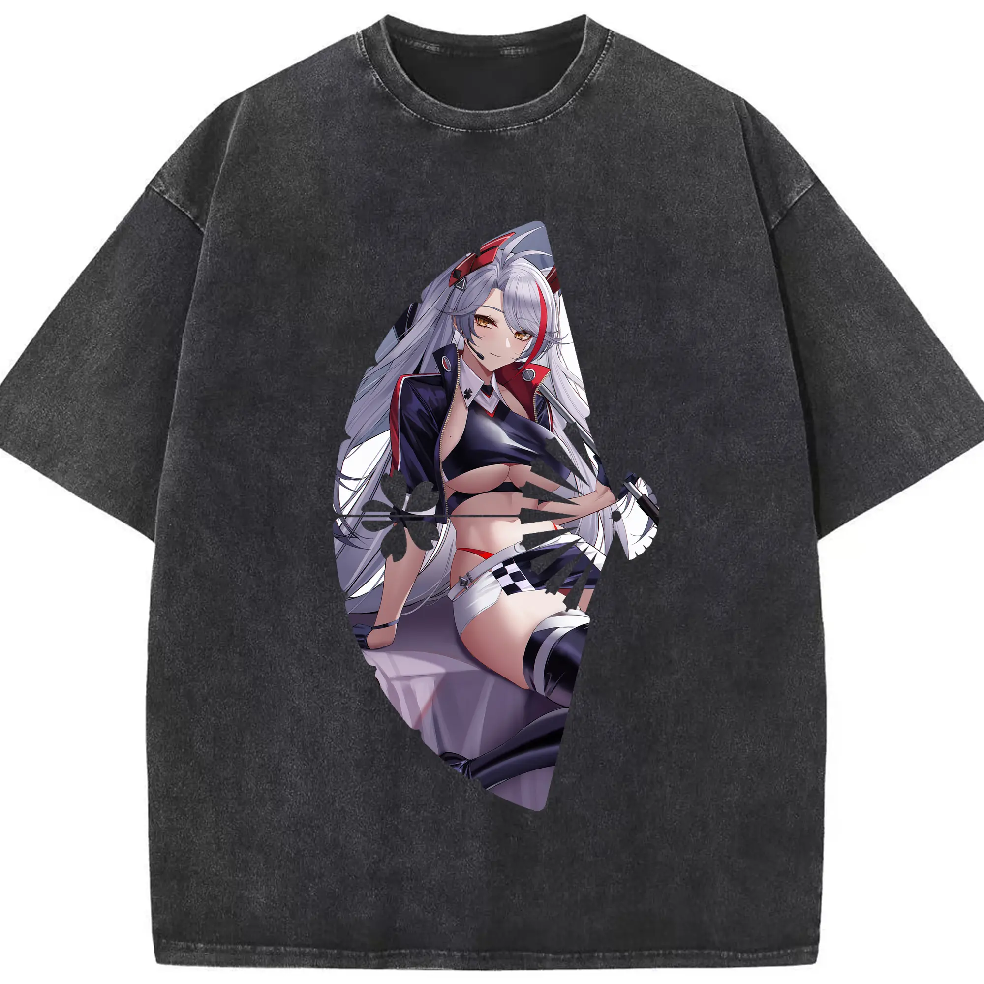 アズールレーン グッズ,プリンツ・オイゲン - 綿100％ ヴィンテージ風 半袖Tシャツ ・ フロントプリント ・ 柔らか肌触り ・ 通気性 快適 ・ スポーツ カジュアル 外出用