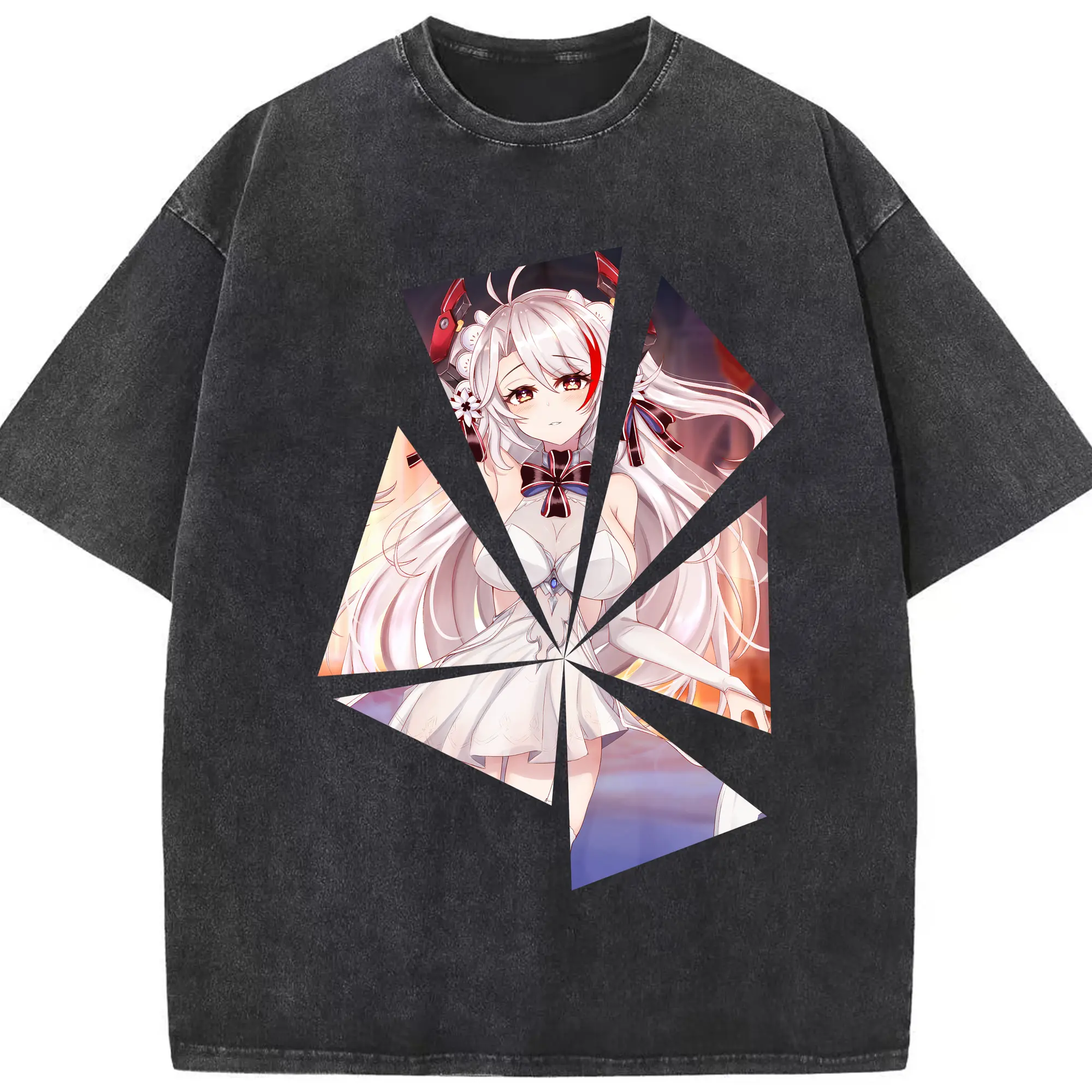 アズールレーン グッズ,プリンツ・オイゲン - 綿100％ ヴィンテージ風 半袖Tシャツ ・ フロントプリント ・ 柔らか肌触り ・ 通気性 快適 ・ スポーツ カジュアル 外出用