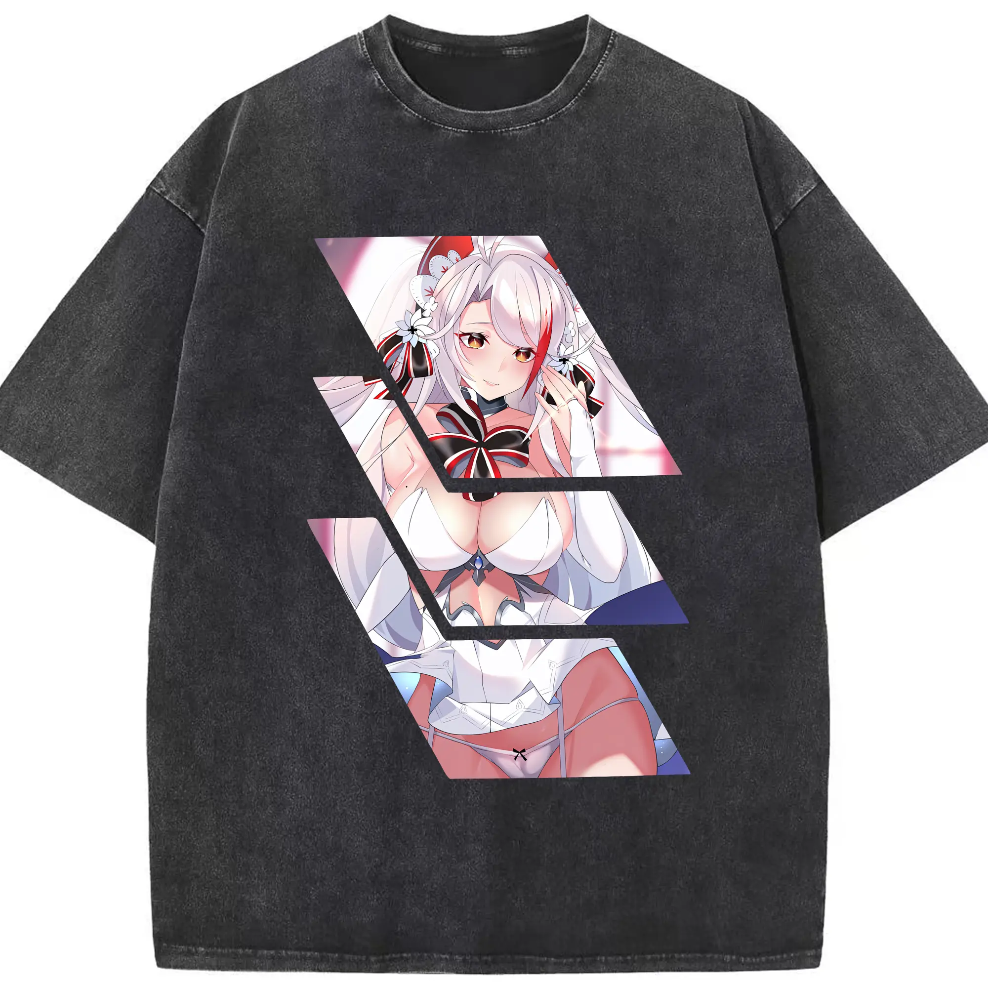 アズールレーン グッズ,プリンツ・オイゲン - 綿100％ ヴィンテージ風 半袖Tシャツ ・ フロントプリント ・ 柔らか肌触り ・ 通気性 快適 ・ スポーツ カジュアル 外出用