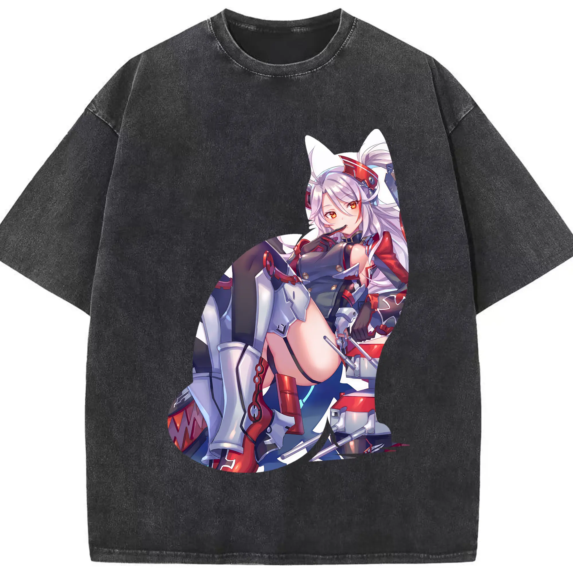 アズールレーン グッズ,プリンツ・オイゲン - 綿100％ ヴィンテージ風 半袖Tシャツ ・ フロントプリント ・ 柔らか肌触り ・ 通気性 快適 ・ スポーツ カジュアル 外出用