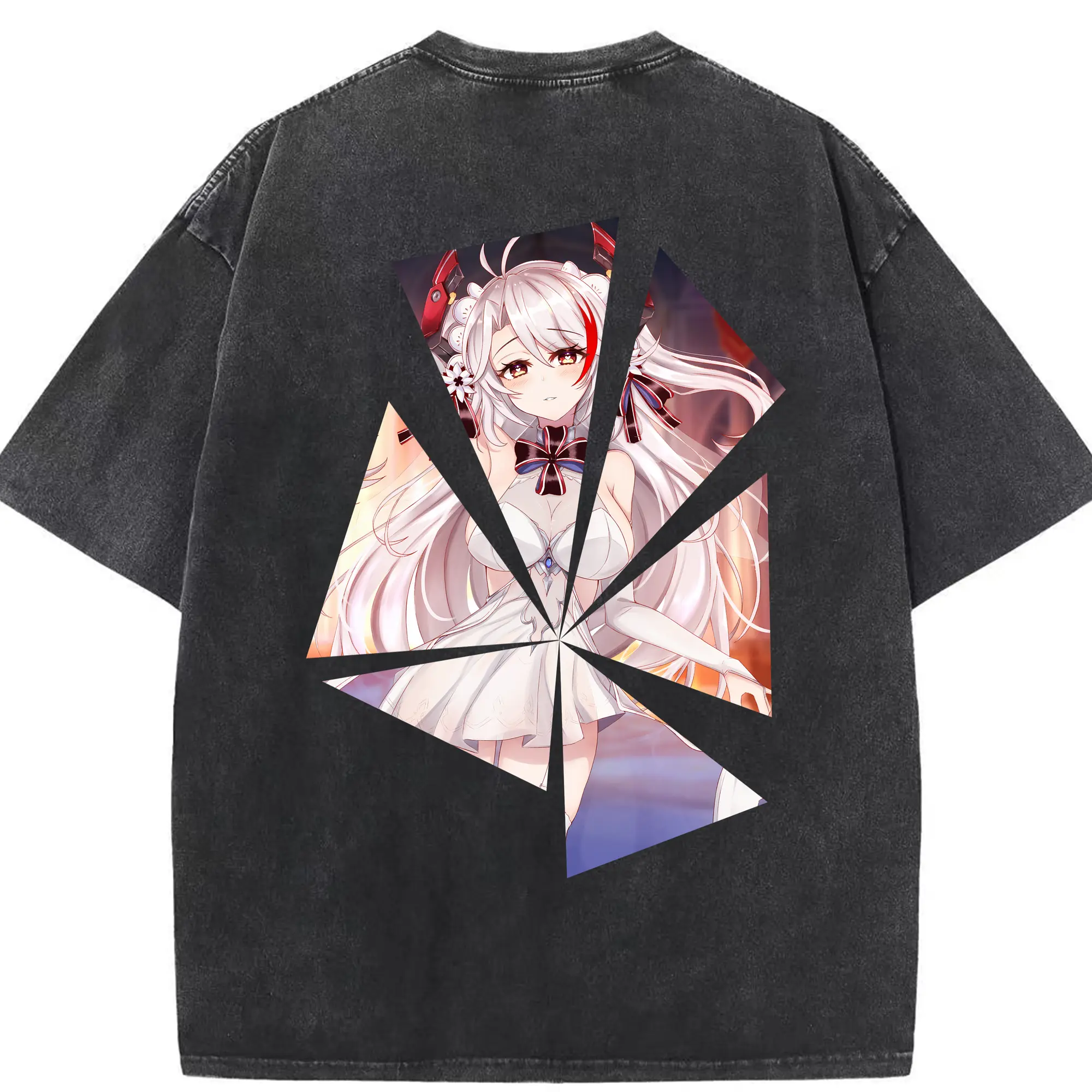 アズールレーン グッズ,プリンツ・オイゲン - 綿100％ ヴィンテージ風 半袖Tシャツ ・ 背面プリント ・ 柔らか肌触り ・ 通気性 快適 ・ スポーツ カジュアル 外出用
