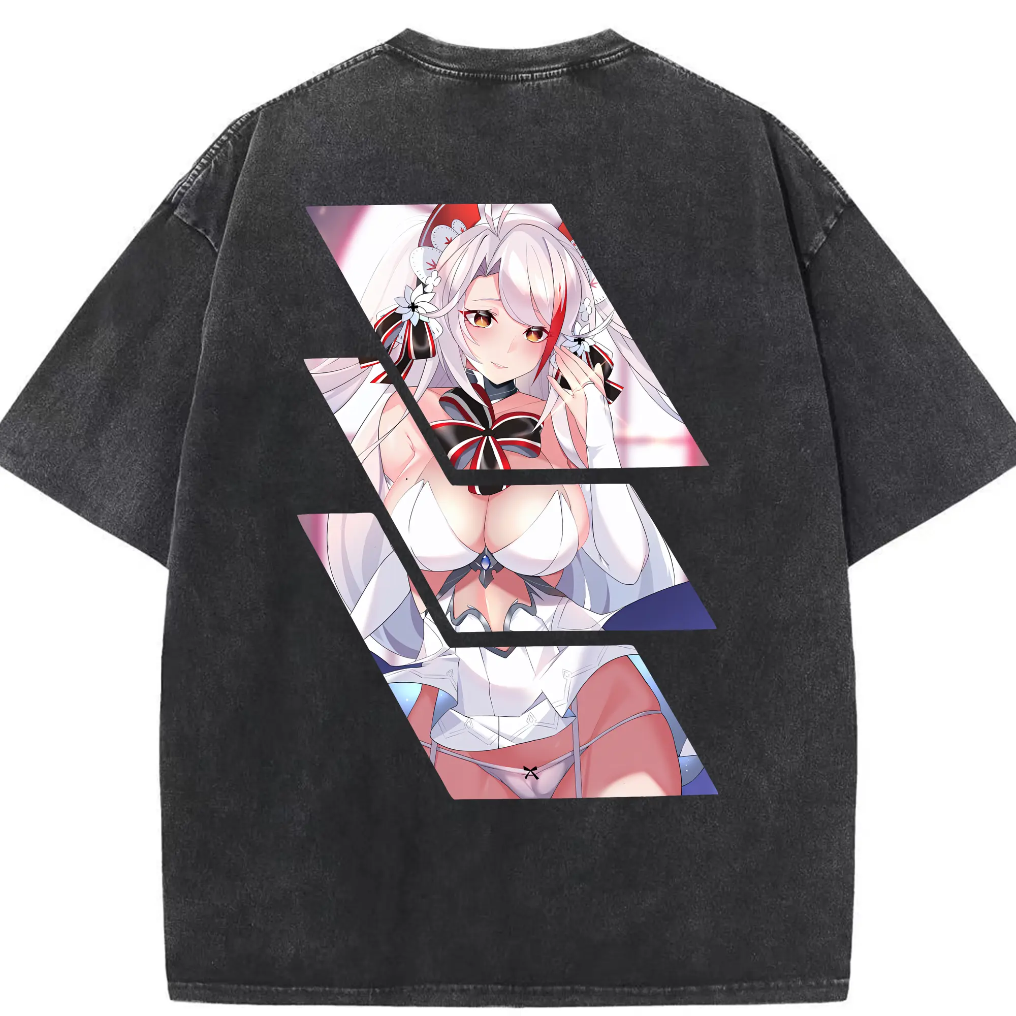 アズールレーン グッズ,プリンツ・オイゲン - 綿100％ ヴィンテージ風 半袖Tシャツ ・ 背面プリント ・ 柔らか肌触り ・ 通気性 快適 ・ スポーツ カジュアル 外出用