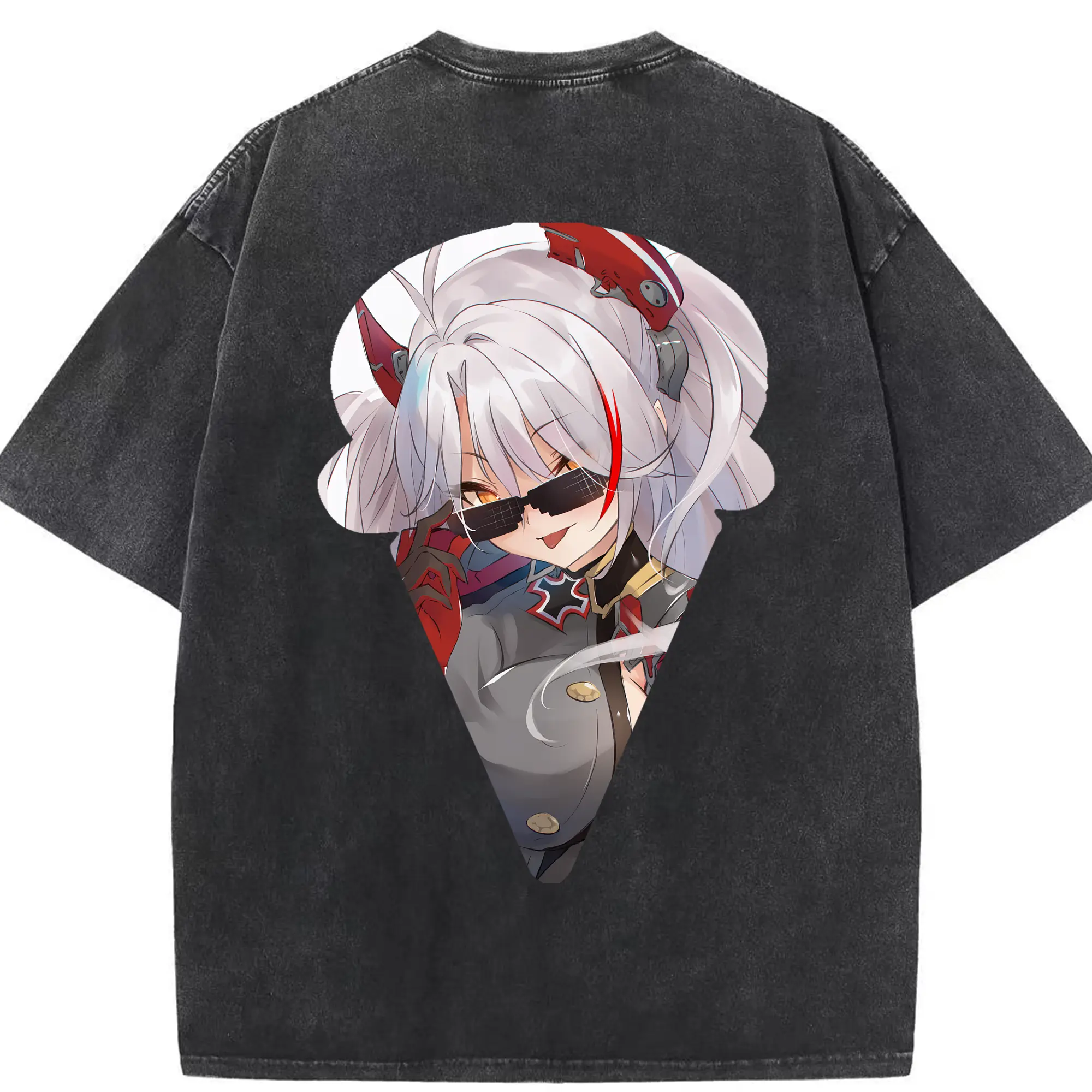 アズールレーン グッズ,プリンツ・オイゲン - 綿100％ ヴィンテージ風 半袖Tシャツ ・ 背面プリント ・ 柔らか肌触り ・ 通気性 快適 ・ スポーツ カジュアル 外出用