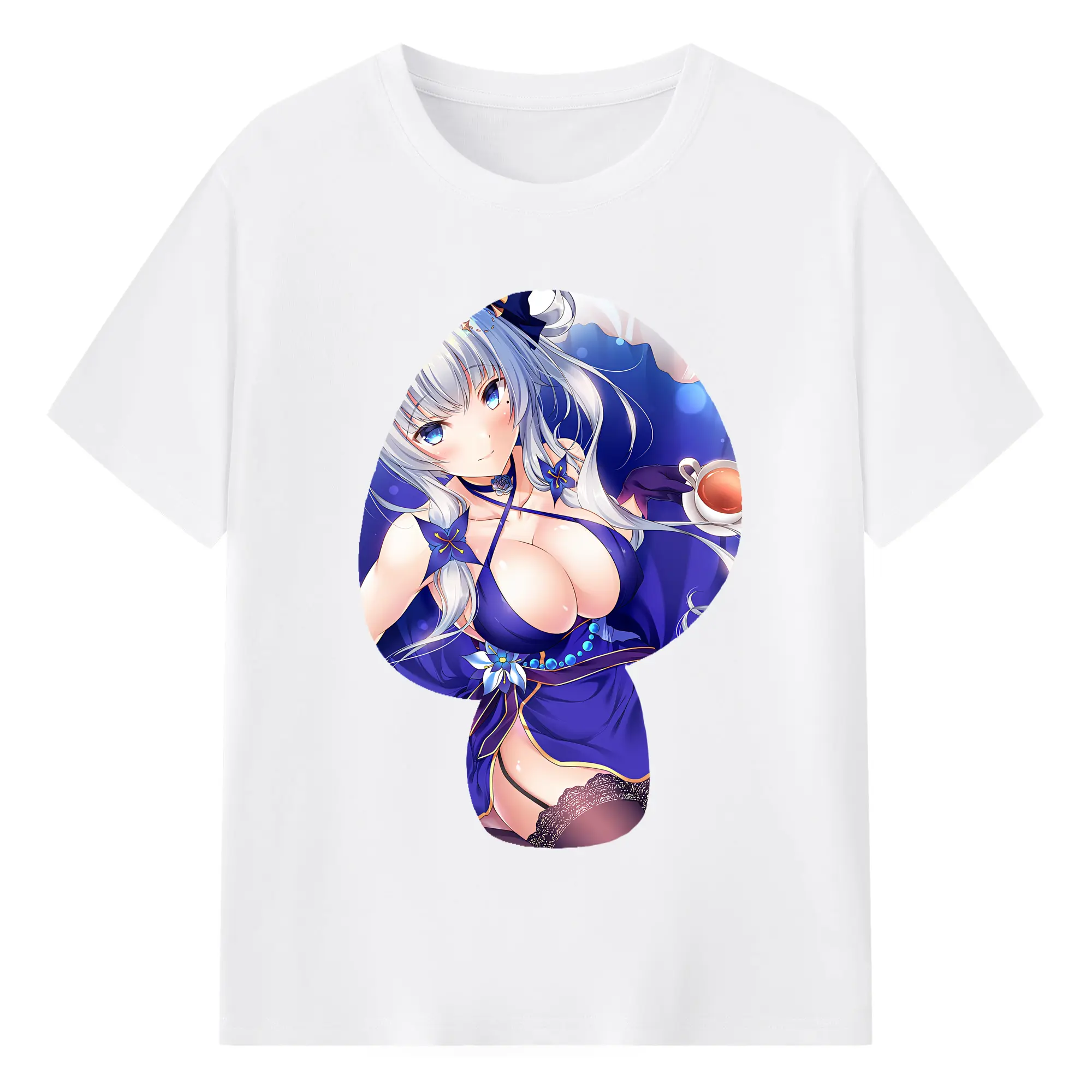アズールレーン グッズ,イラストリアス - 綿100％ 半袖Tシャツ ・ フロントプリント ・ 快適 通気性 ・ 日常使い 散歩 スポーツ用