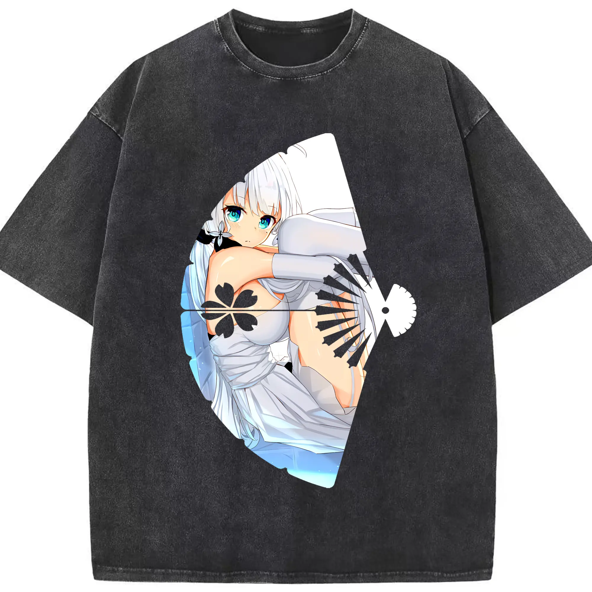 アズールレーン グッズ,イラストリアス - 綿100％ ヴィンテージ風 半袖Tシャツ ・ フロントプリント ・ 柔らか肌触り ・ 通気性 快適 ・ スポーツ カジュアル 外出用