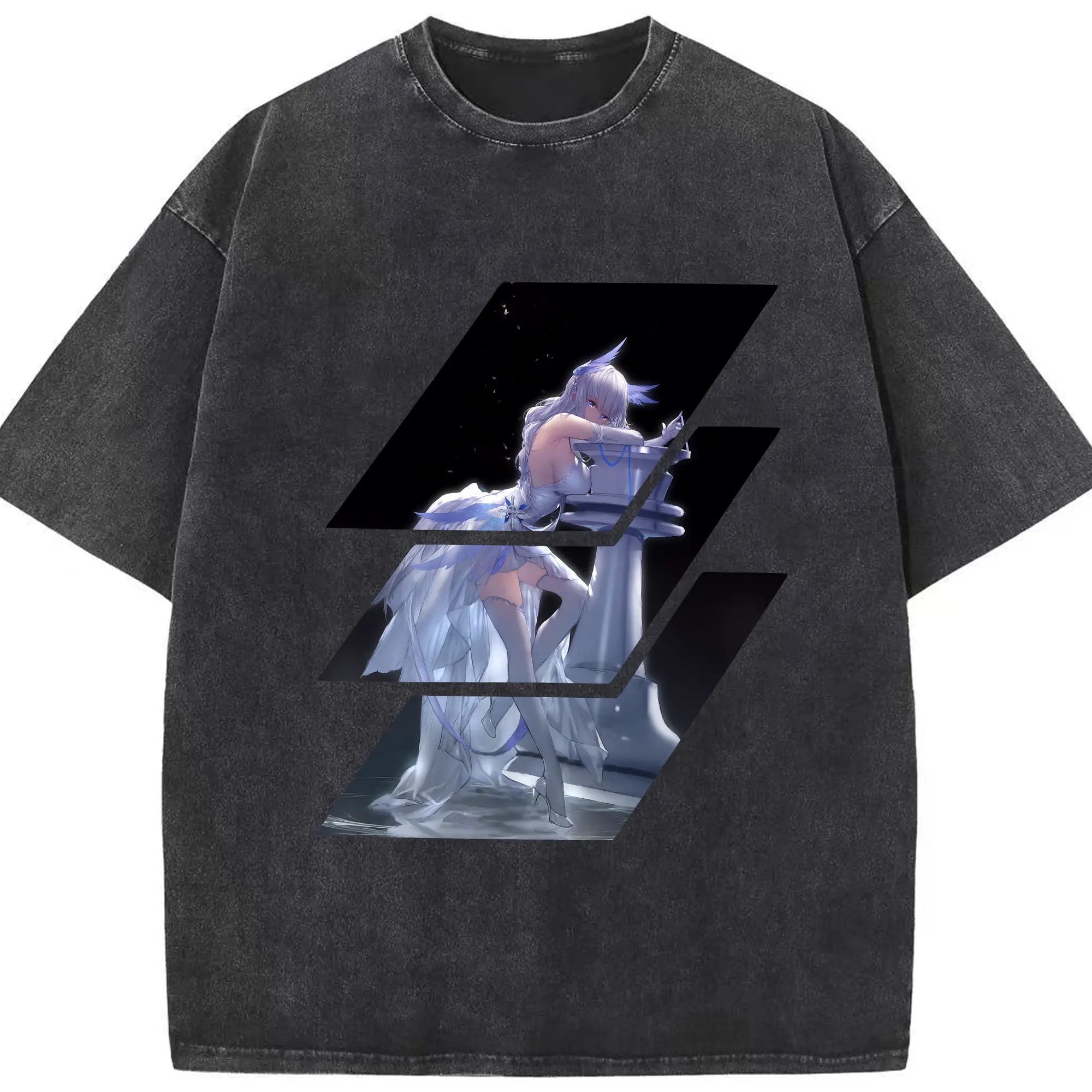 アズールレーン グッズ,イラストリアス - 綿100％ ヴィンテージ風 半袖Tシャツ ・ フロントプリント ・ 柔らか肌触り ・ 通気性 快適 ・ スポーツ カジュアル 外出用