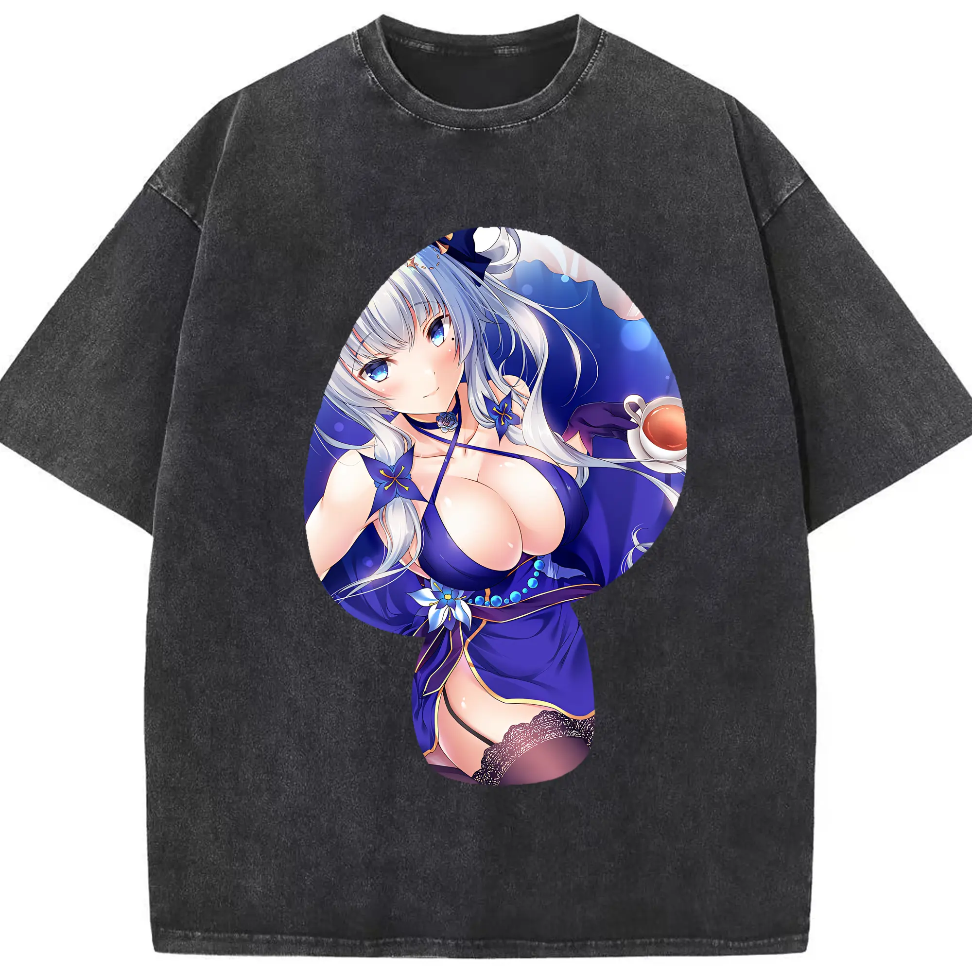 アズールレーン グッズ,イラストリアス - 綿100％ ヴィンテージ風 半袖Tシャツ ・ フロントプリント ・ 柔らか肌触り ・ 通気性 快適 ・ スポーツ カジュアル 外出用