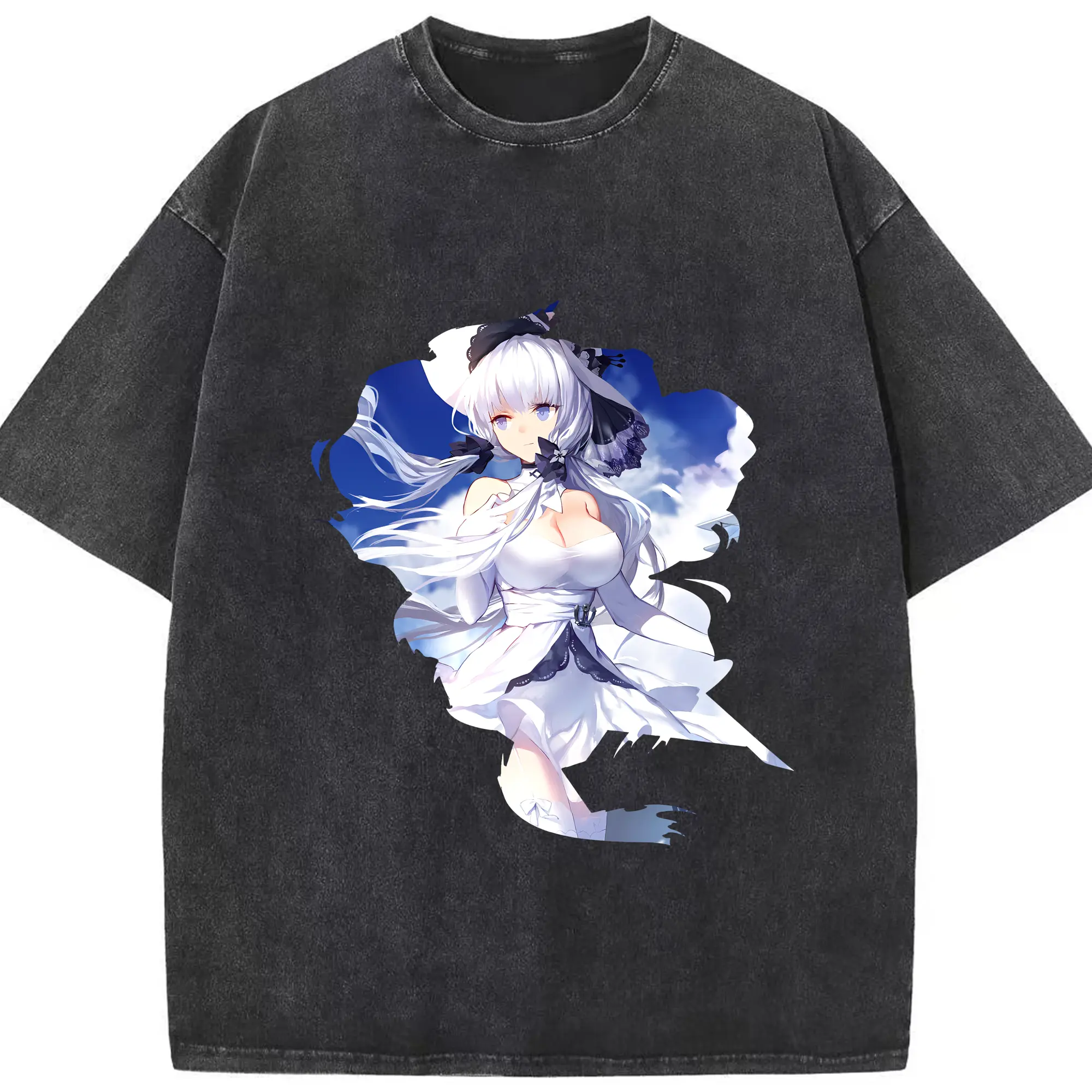 アズールレーン グッズ,イラストリアス - 綿100％ ヴィンテージ風 半袖Tシャツ ・ フロントプリント ・ 柔らか肌触り ・ 通気性 快適 ・ スポーツ カジュアル 外出用