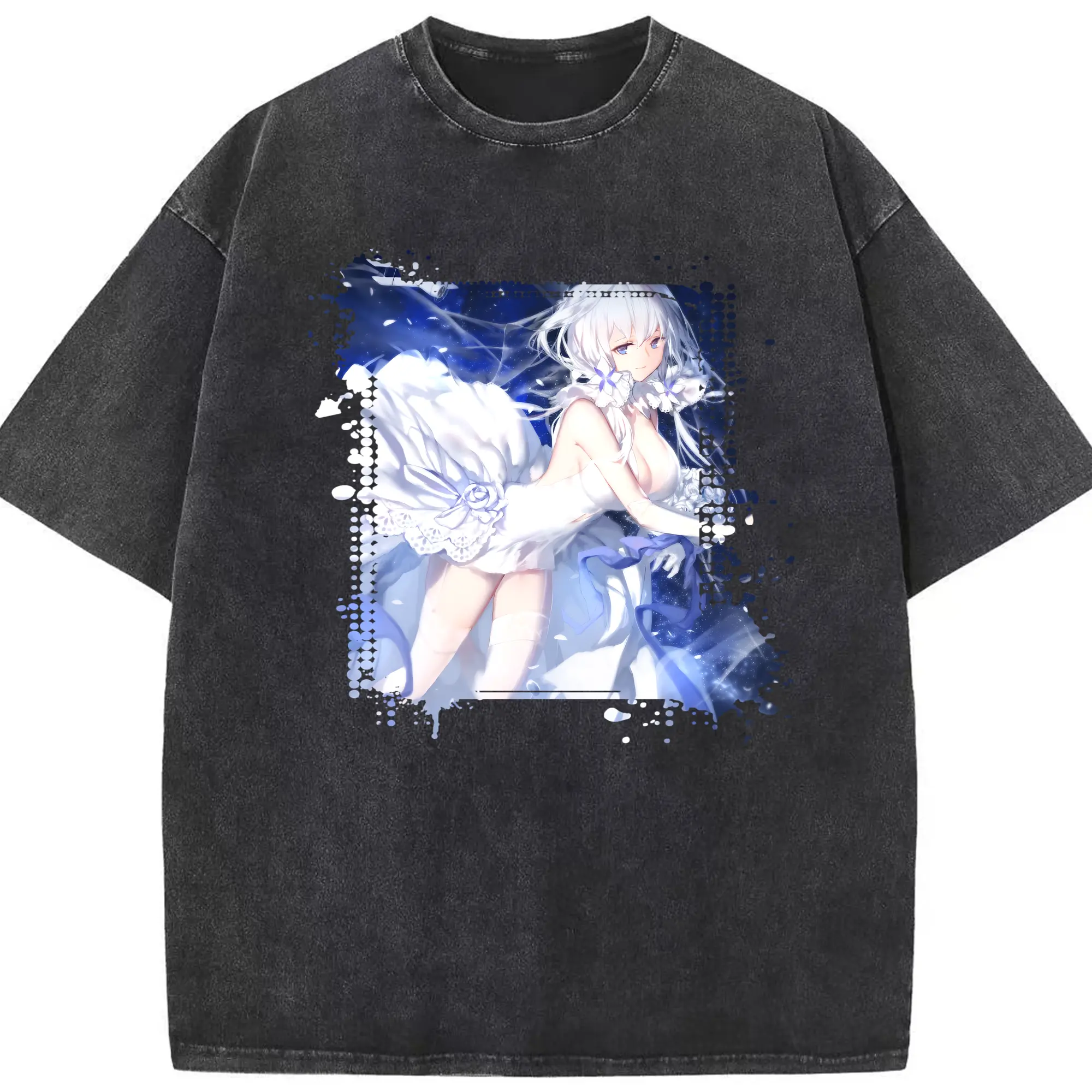 アズールレーン グッズ,イラストリアス - 綿100％ ヴィンテージ風 半袖Tシャツ ・ フロントプリント ・ 柔らか肌触り ・ 通気性 快適 ・ スポーツ カジュアル 外出用