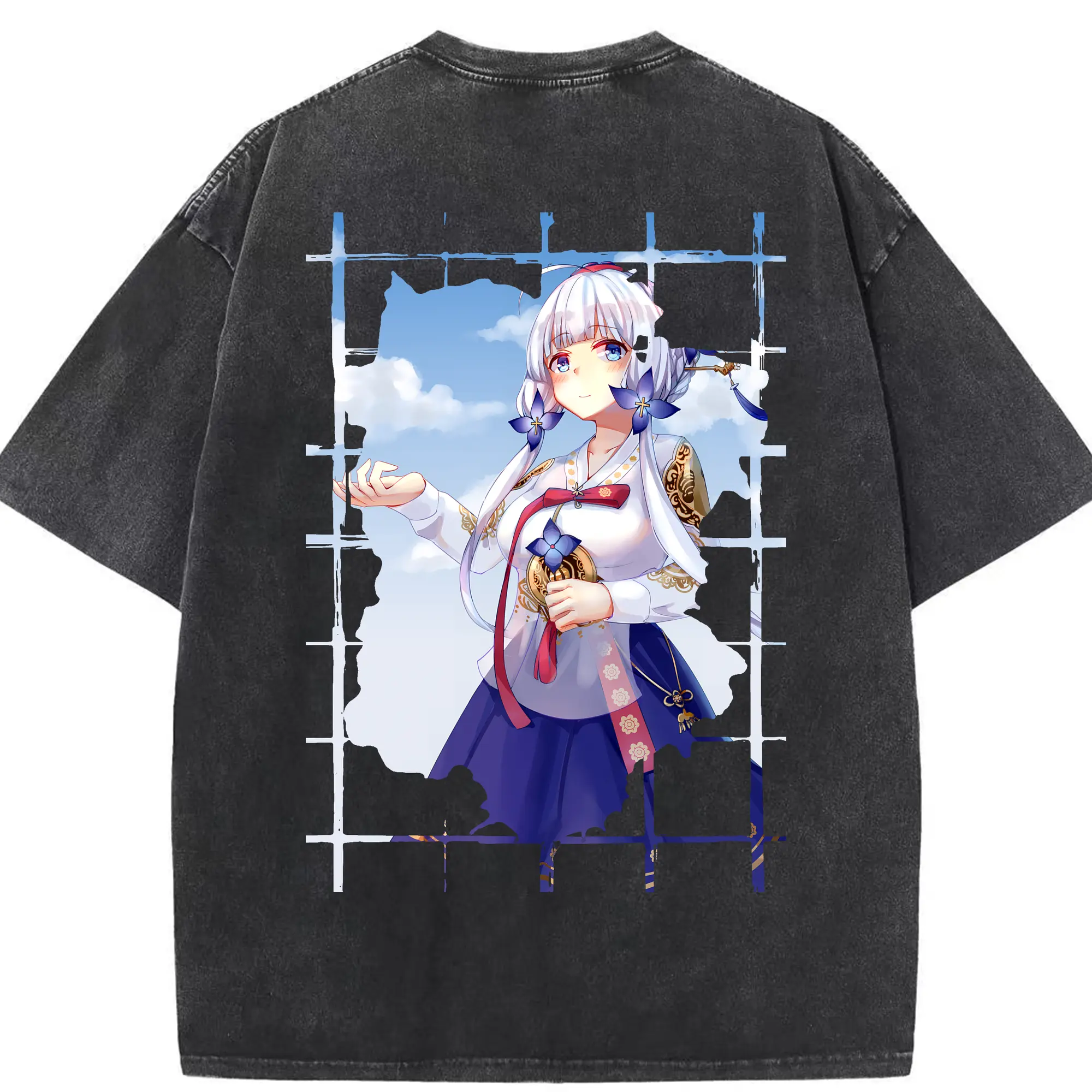 アズールレーン グッズ,イラストリアス - 綿100％ ヴィンテージ風 半袖Tシャツ ・ 背面プリント ・ 柔らか肌触り ・ 通気性 快適 ・ スポーツ カジュアル 外出用