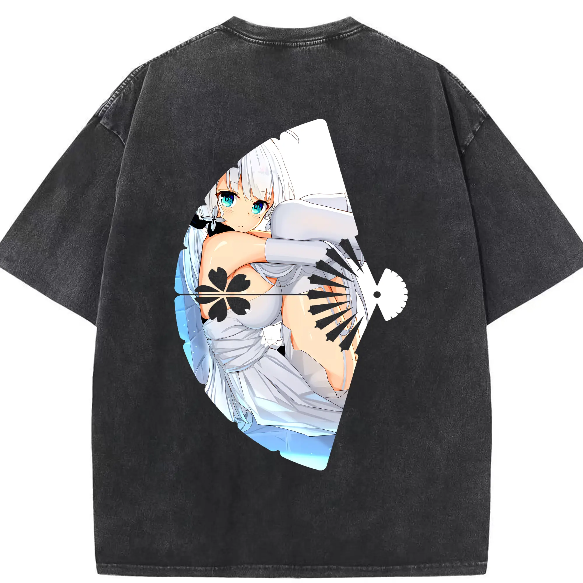 アズールレーン グッズ,イラストリアス - 綿100％ ヴィンテージ風 半袖Tシャツ ・ 背面プリント ・ 柔らか肌触り ・ 通気性 快適 ・ スポーツ カジュアル 外出用