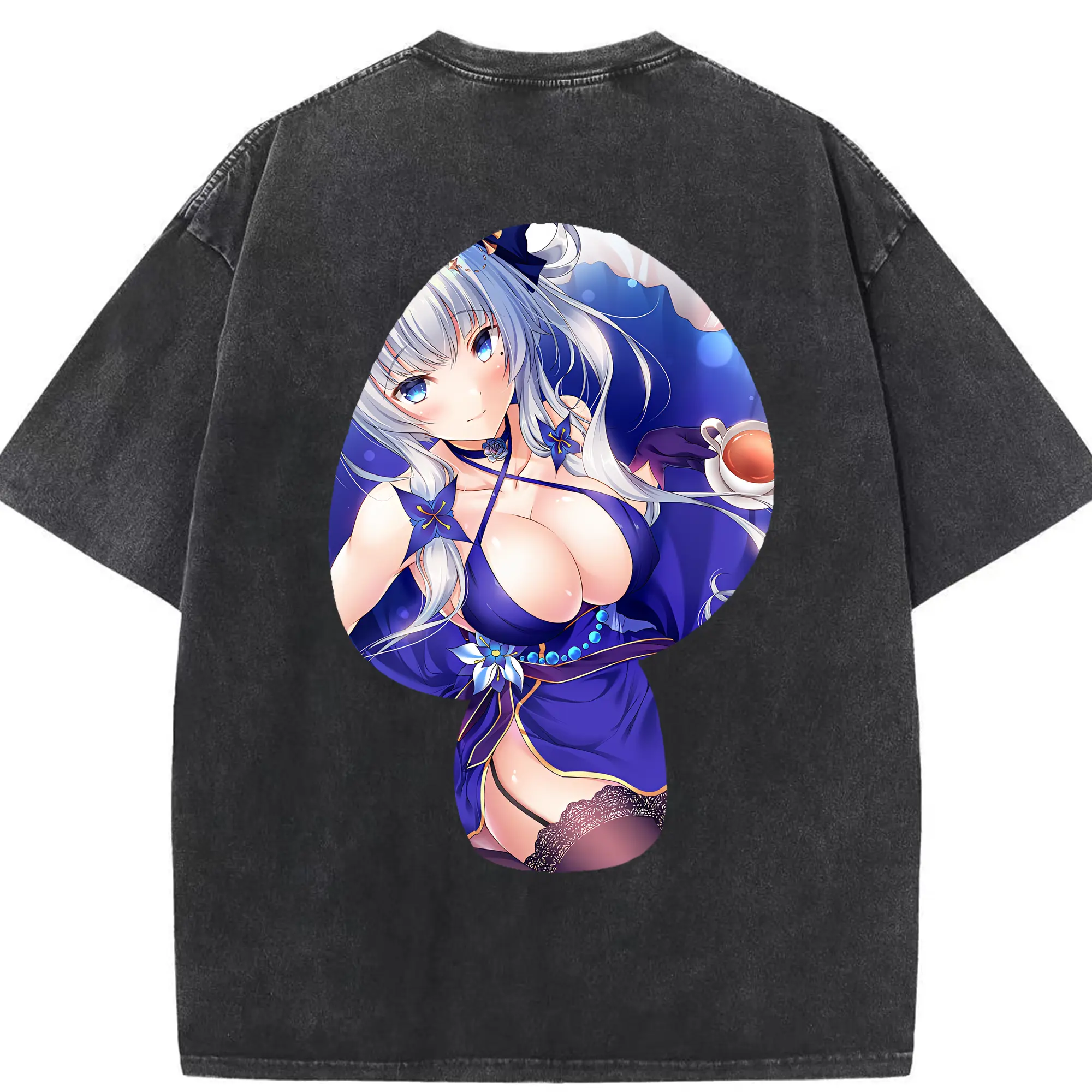 アズールレーン グッズ,イラストリアス - 綿100％ ヴィンテージ風 半袖Tシャツ ・ 背面プリント ・ 柔らか肌触り ・ 通気性 快適 ・ スポーツ カジュアル 外出用