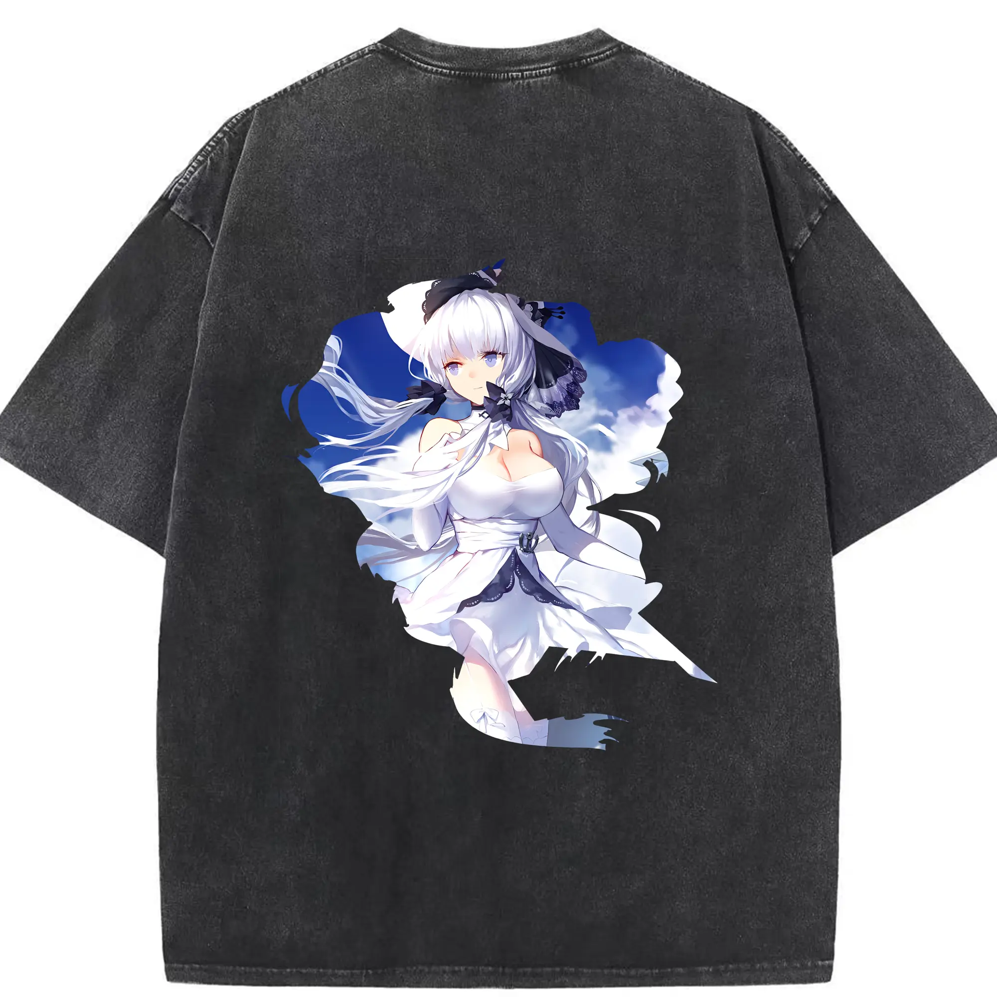 アズールレーン グッズ,イラストリアス - 綿100％ ヴィンテージ風 半袖Tシャツ ・ 背面プリント ・ 柔らか肌触り ・ 通気性 快適 ・ スポーツ カジュアル 外出用