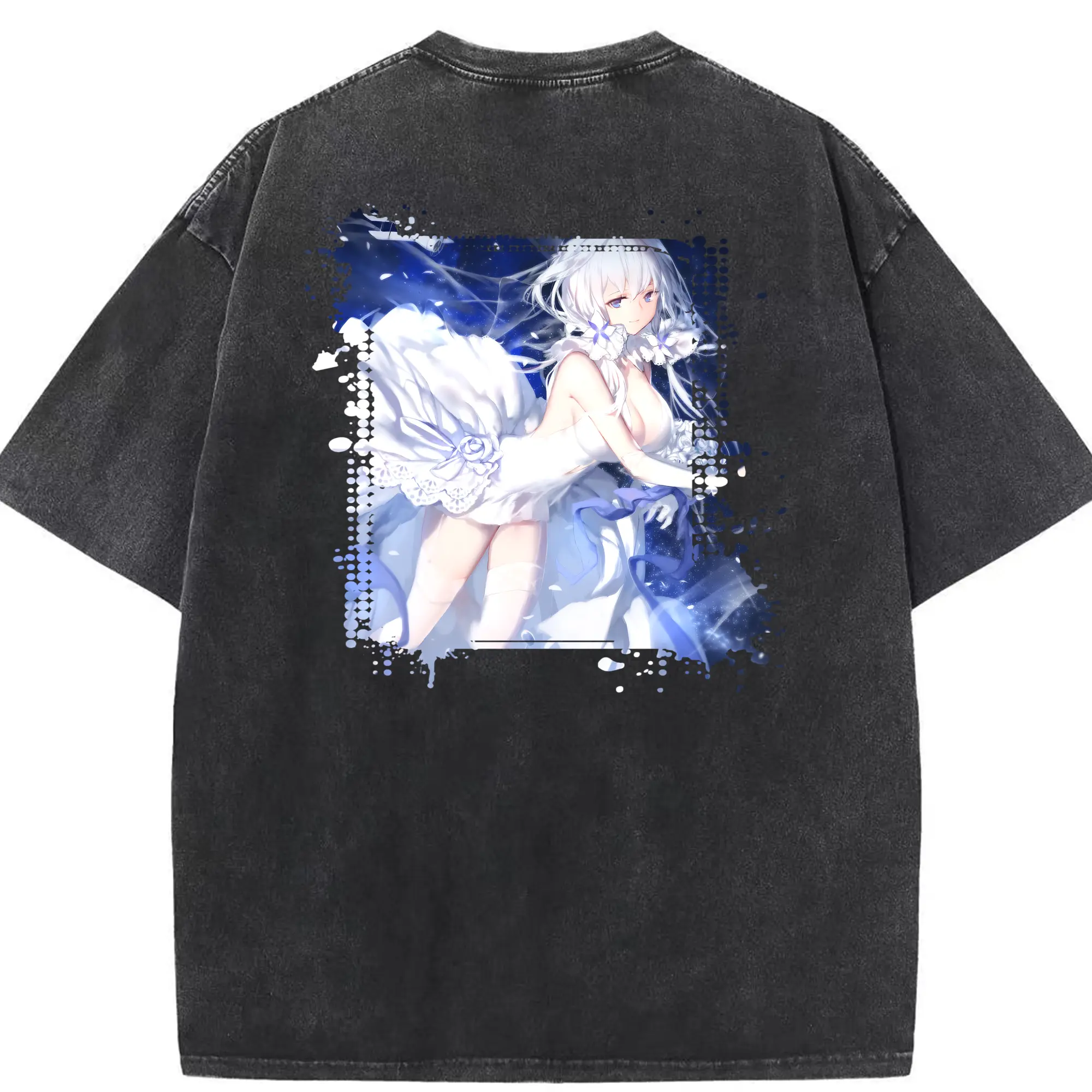 アズールレーン グッズ,イラストリアス - 綿100％ ヴィンテージ風 半袖Tシャツ ・ 背面プリント ・ 柔らか肌触り ・ 通気性 快適 ・ スポーツ カジュアル 外出用