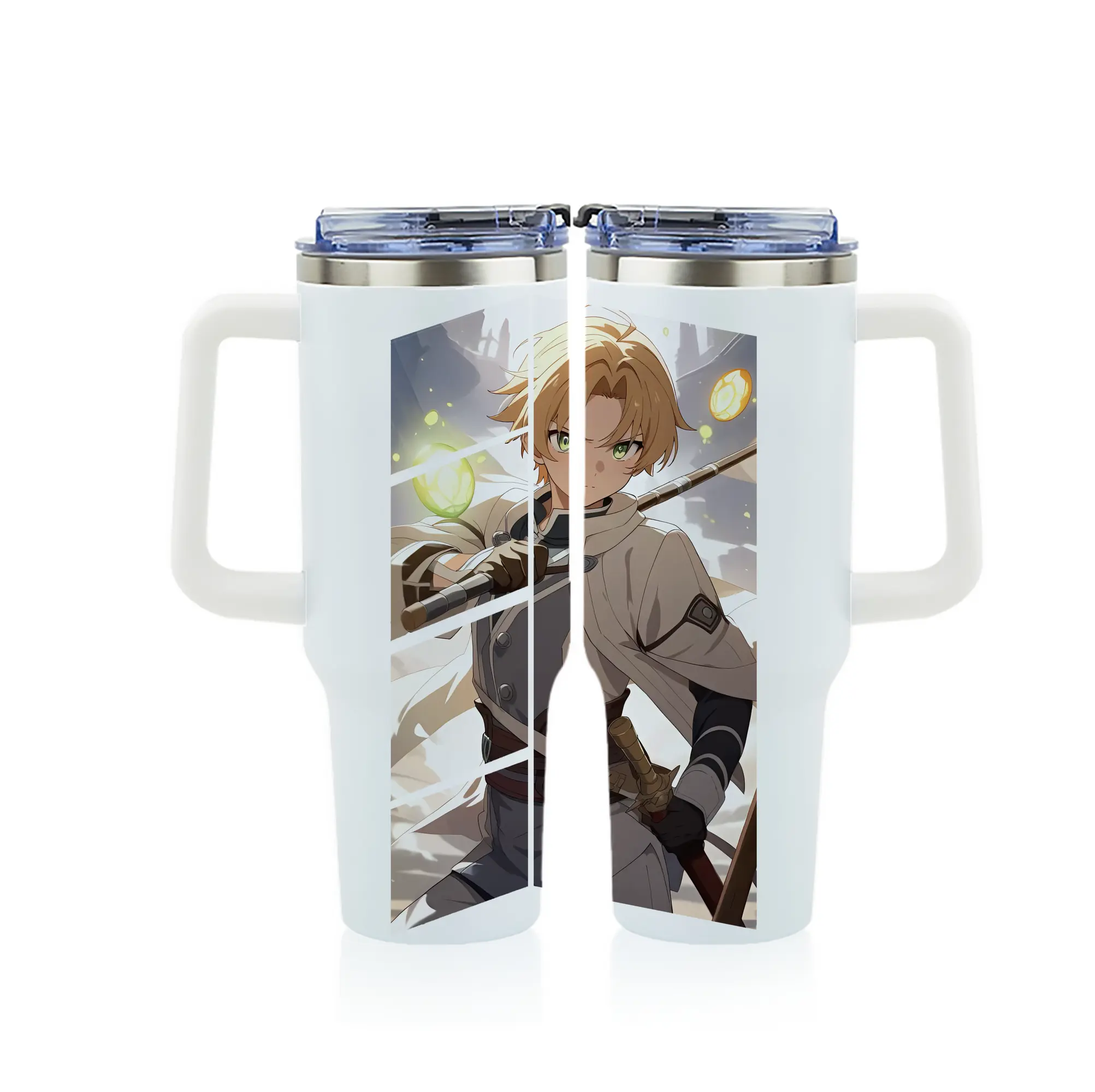 無職転生 グッズ,ルーデウス・グレイラット - 1200mL フルプリント車用タンブラー ・ 304ステンレス 内側 ・ 201ステンレス 外側 ・ 保温 保冷 ・ 通勤 ドライブ アウトドア用