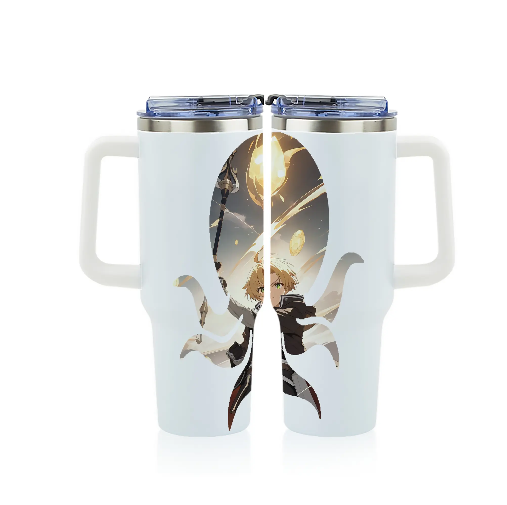 無職転生 グッズ,ルーデウス・グレイラット - 1200mL フルプリント車用タンブラー ・ 304ステンレス 内側 ・ 201ステンレス 外側 ・ 保温 保冷 ・ 通勤 ドライブ アウトドア用