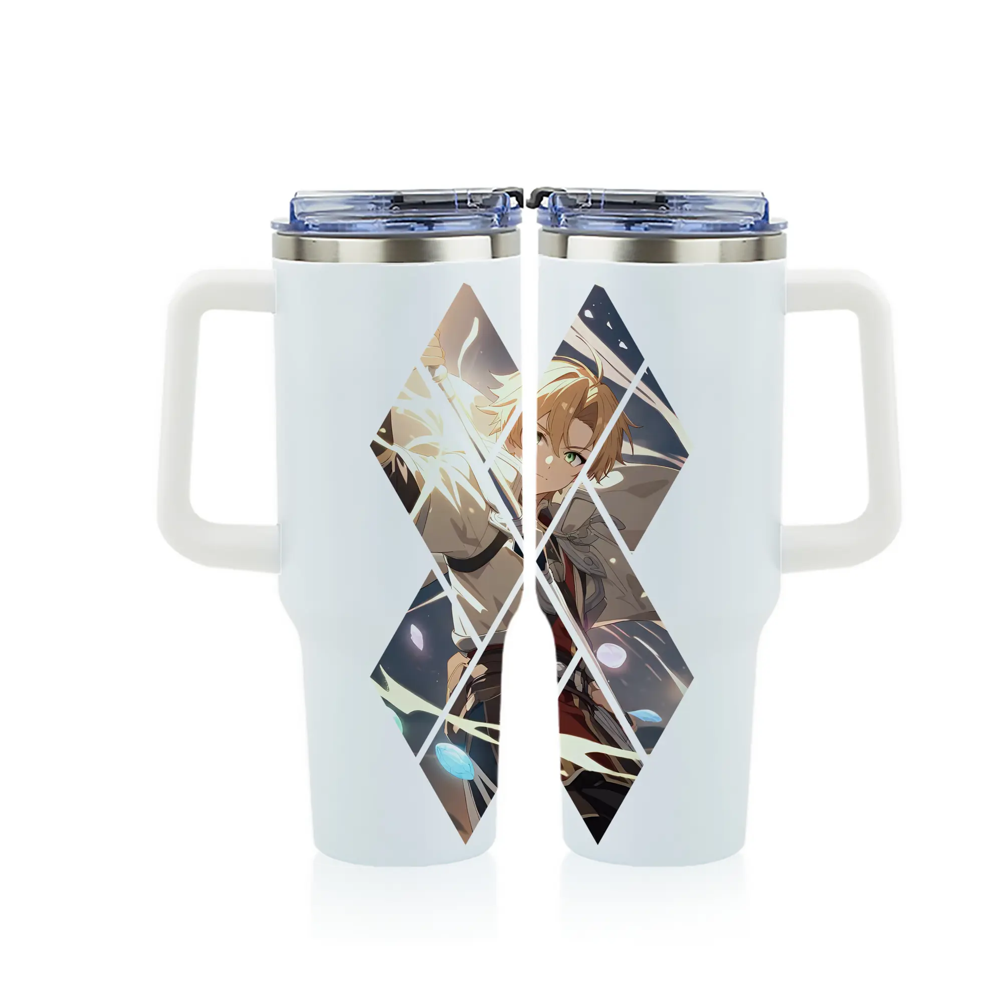 無職転生 グッズ,ルーデウス・グレイラット - 1200mL フルプリント車用タンブラー ・ 304ステンレス 内側 ・ 201ステンレス 外側 ・ 保温 保冷 ・ 通勤 ドライブ アウトドア用