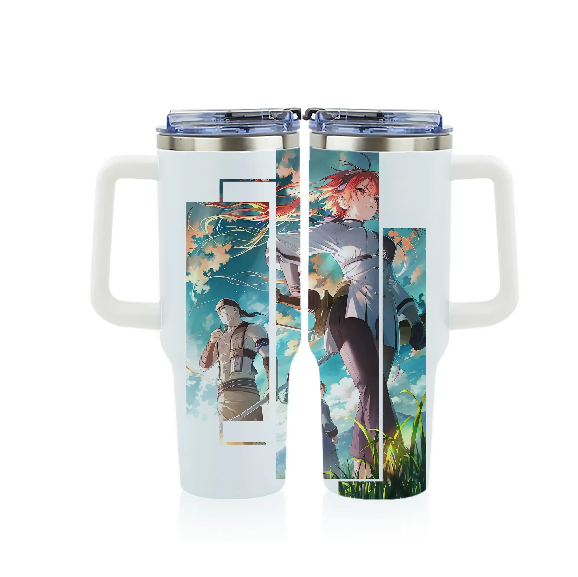 無職転生 グッズ,ルーデウス・グレイラット - 1200mL フルプリント車用タンブラー ・ 304ステンレス 内側 ・ 201ステンレス 外側 ・ 保温 保冷 ・ 通勤 ドライブ アウトドア用