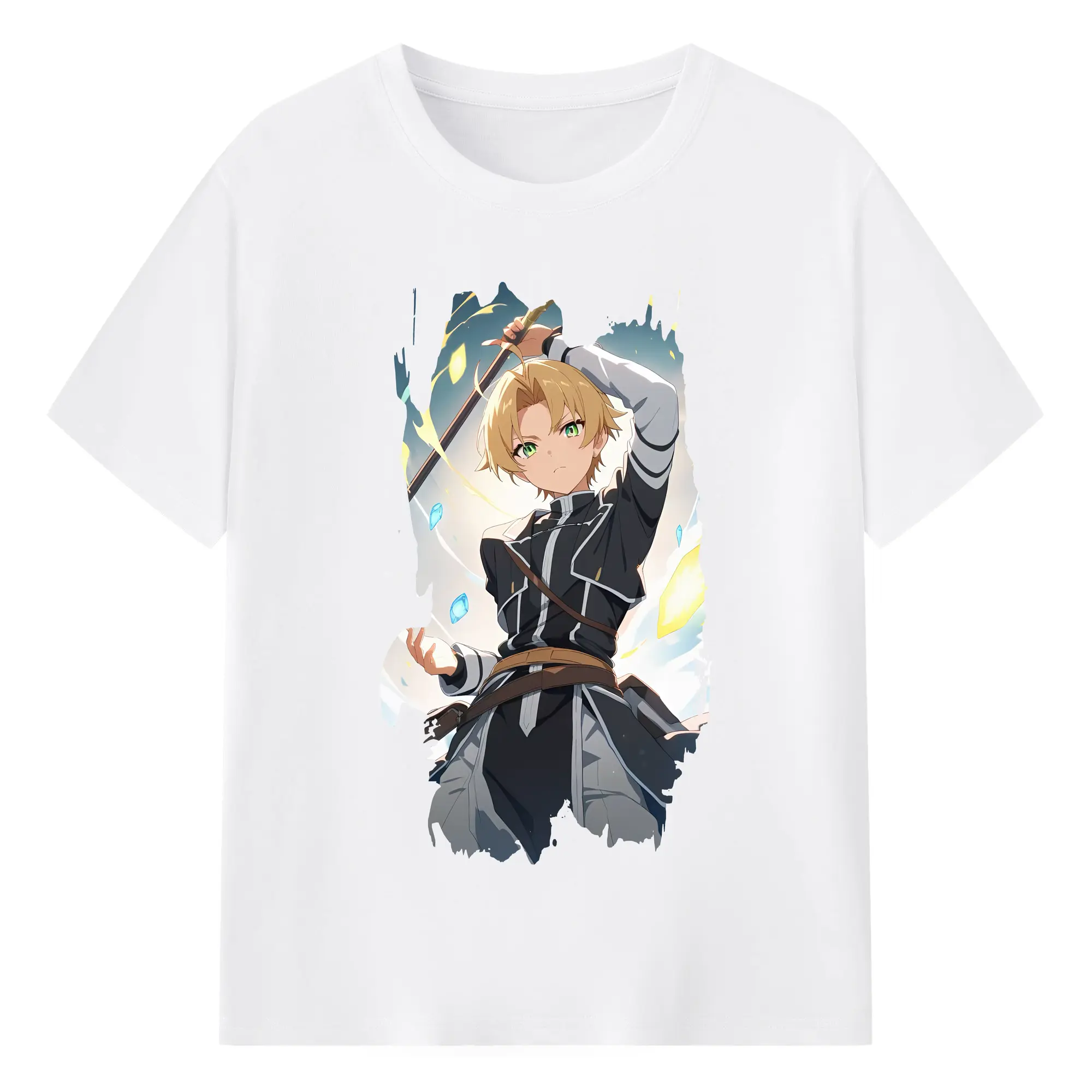 無職転生 グッズ,ルーデウス・グレイラット - 綿100％ 半袖Tシャツ ・ フロントプリント ・ 快適 通気性 ・ 日常使い 散歩 スポーツ用