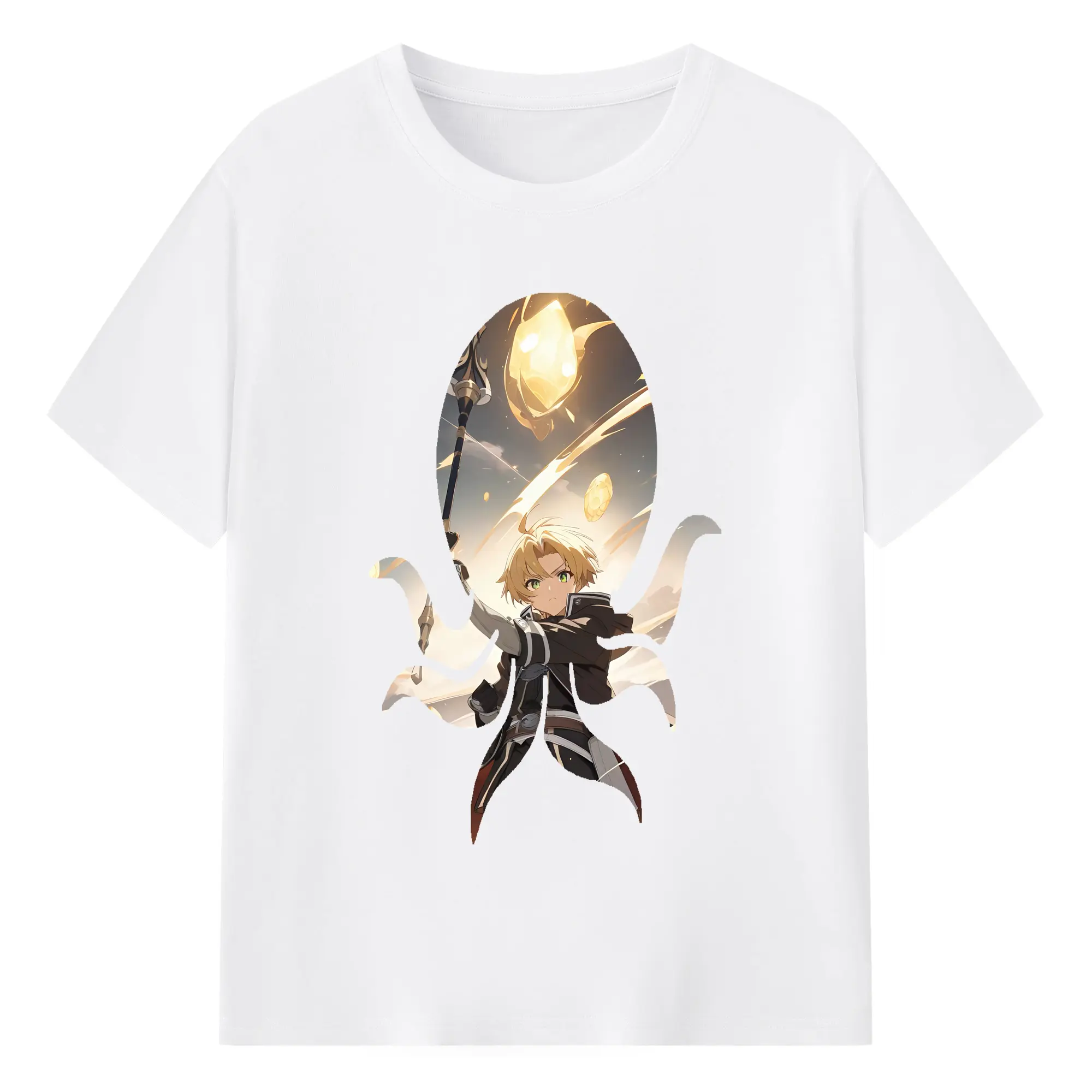 無職転生 グッズ,ルーデウス・グレイラット - 綿100％ 半袖Tシャツ ・ フロントプリント ・ 快適 通気性 ・ 日常使い 散歩 スポーツ用