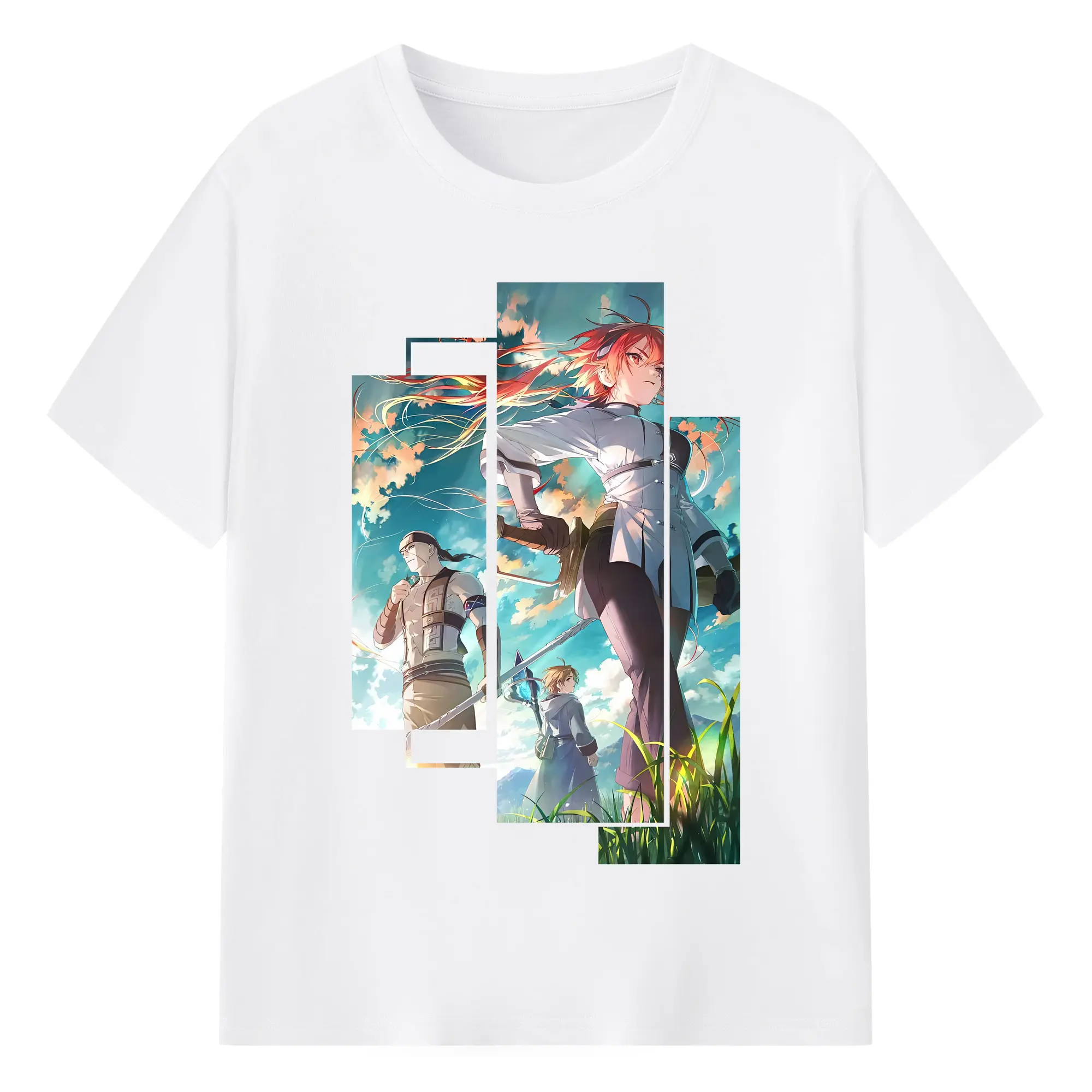 無職転生 グッズ,ルーデウス・グレイラット - 綿100％ 半袖Tシャツ ・ フロントプリント ・ 快適 通気性 ・ 日常使い 散歩 スポーツ用