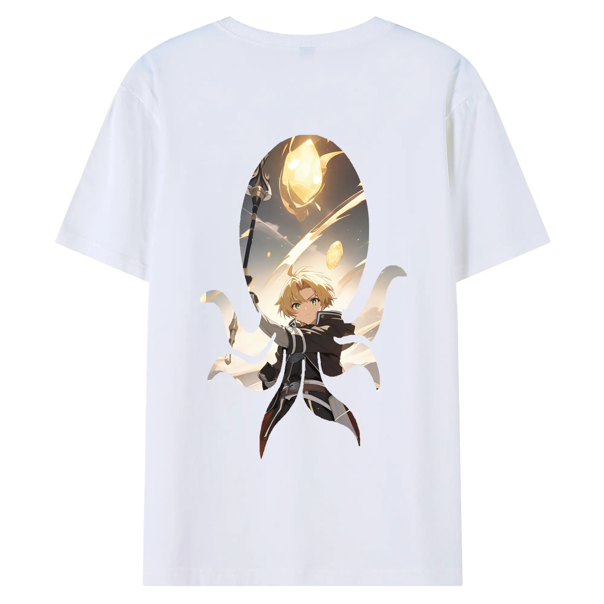 無職転生 グッズ,ルーデウス・グレイラット - 綿100％ 半袖Tシャツ ・ バックプリント ・ 快適 通気性 ・ 日常使い 散歩 スポーツ用