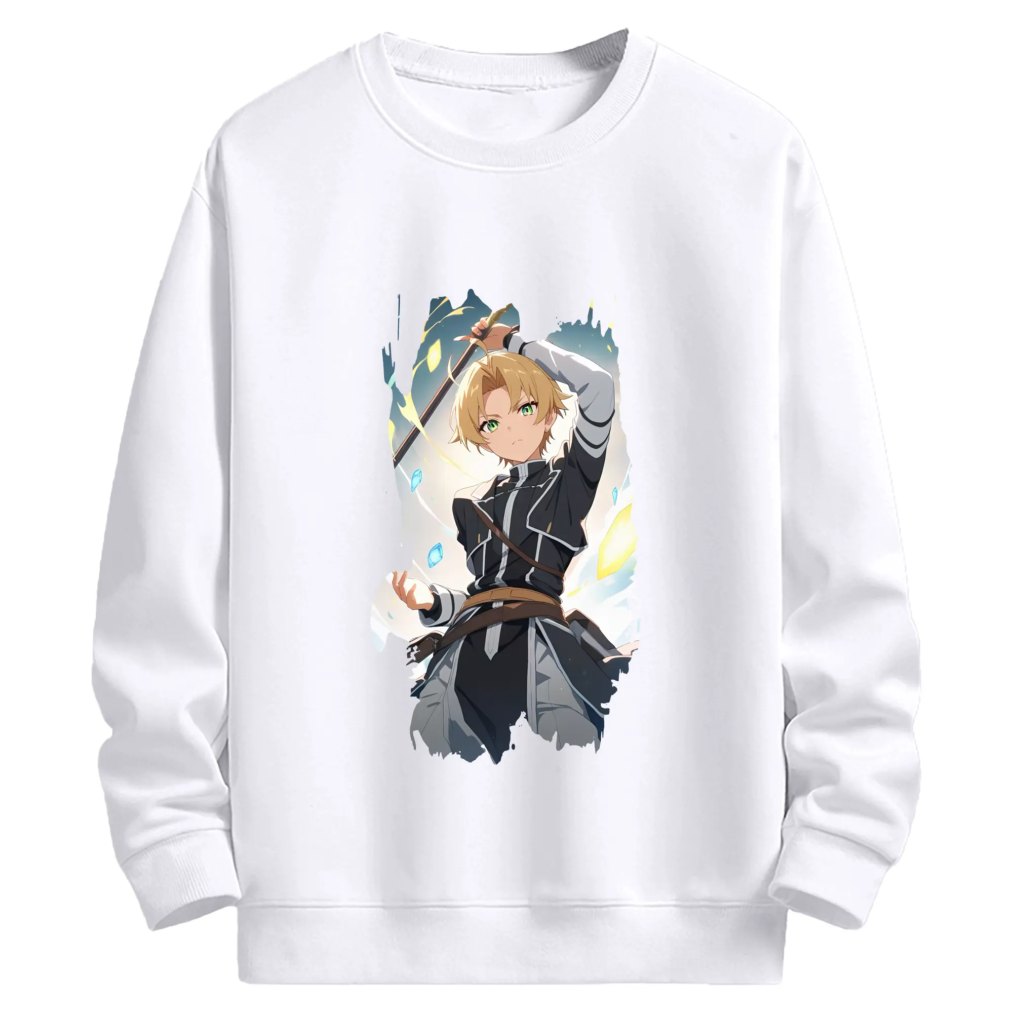 無職転生 グッズ,ルーデウス・グレイラット - 高品質 クルーネック スウェット ・ コットン59％ ポリエステル41％ ・ ユニセックス 長袖 トレーナー ・ カジュアル デイリー スポーツ 散歩用