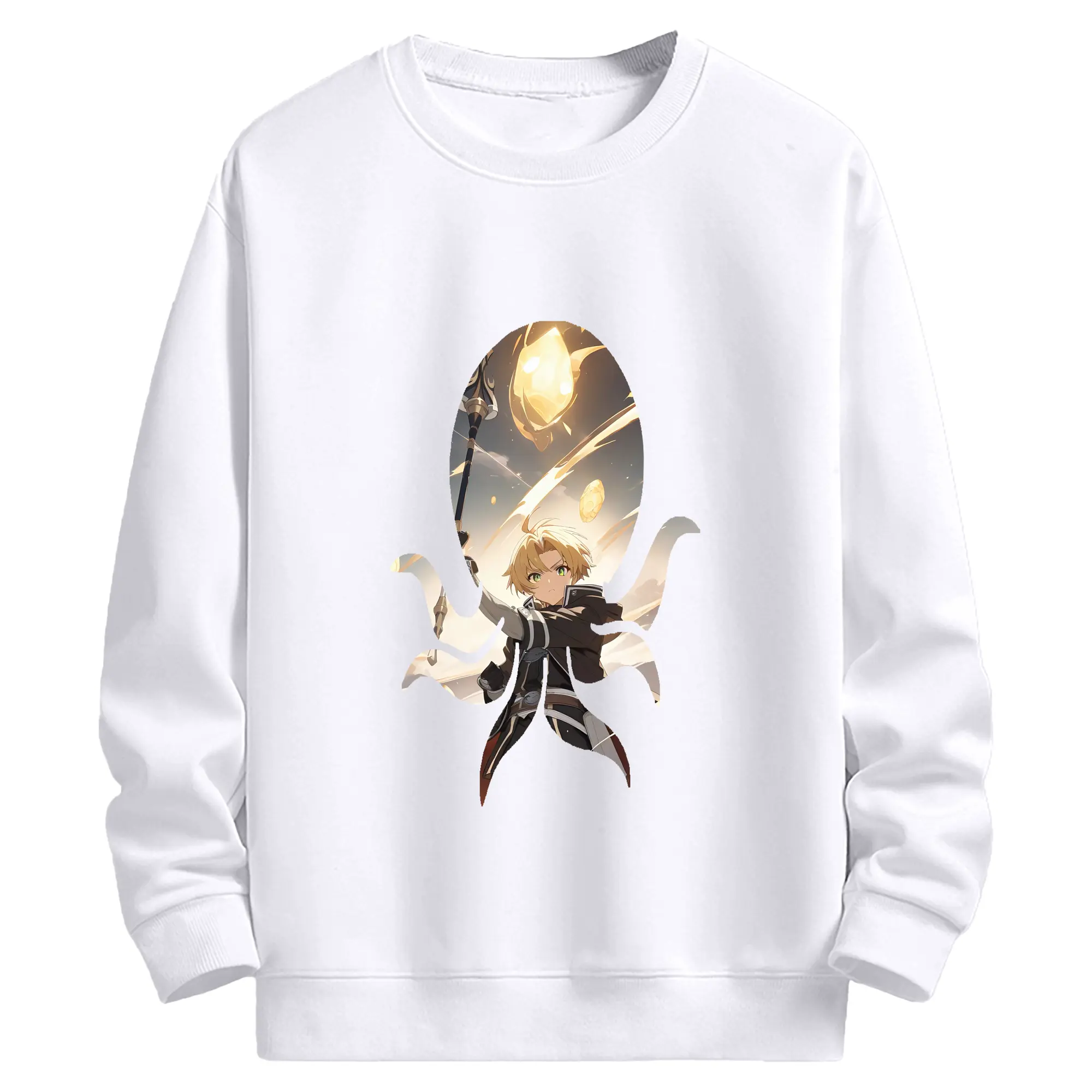 無職転生 グッズ,ルーデウス・グレイラット - 高品質 クルーネック スウェット ・ コットン59％ ポリエステル41％ ・ ユニセックス 長袖 トレーナー ・ カジュアル デイリー スポーツ 散歩用