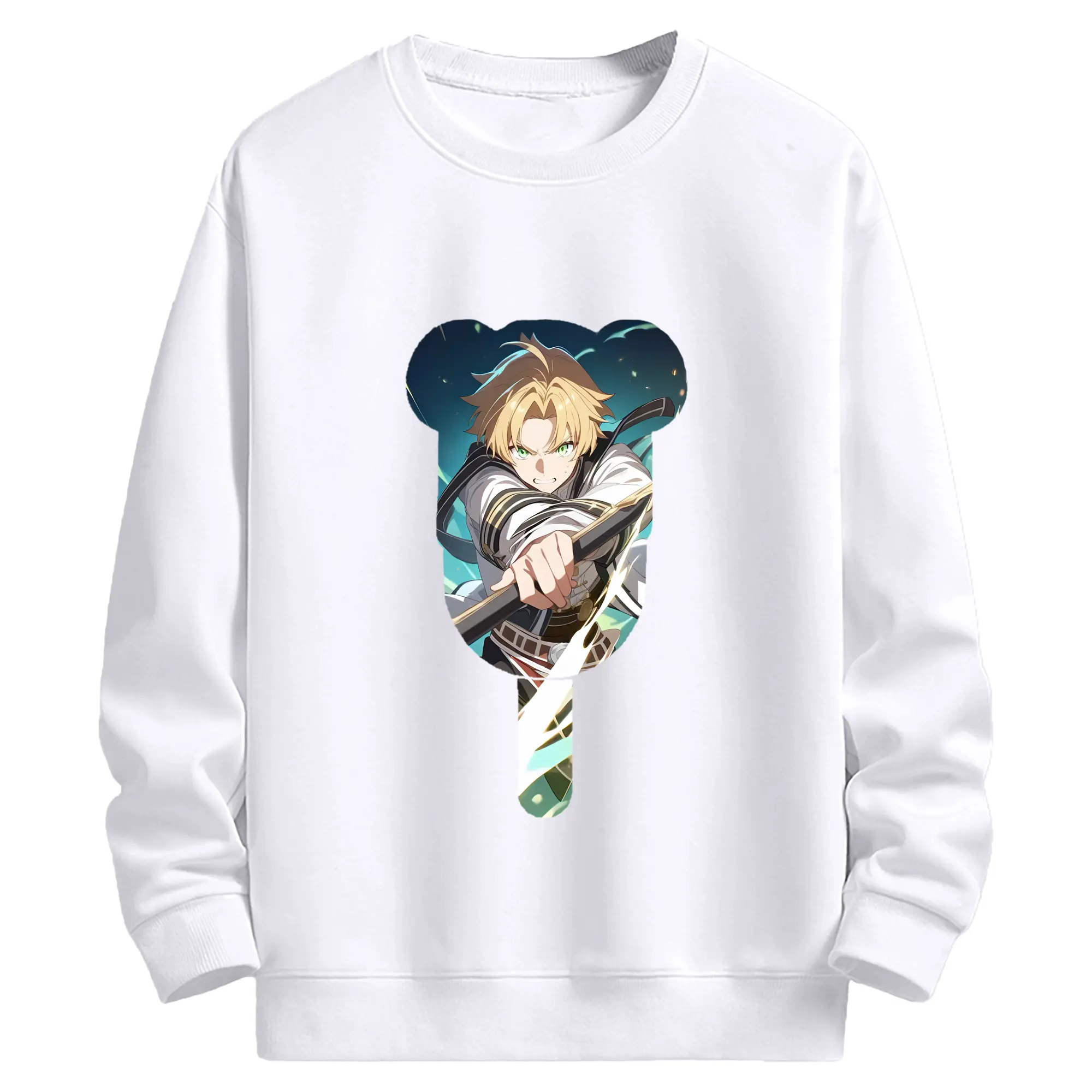 無職転生 グッズ,ルーデウス・グレイラット - 高品質 クルーネック スウェット ・ コットン59％ ポリエステル41％ ・ ユニセックス 長袖 トレーナー ・ カジュアル デイリー スポーツ 散歩用