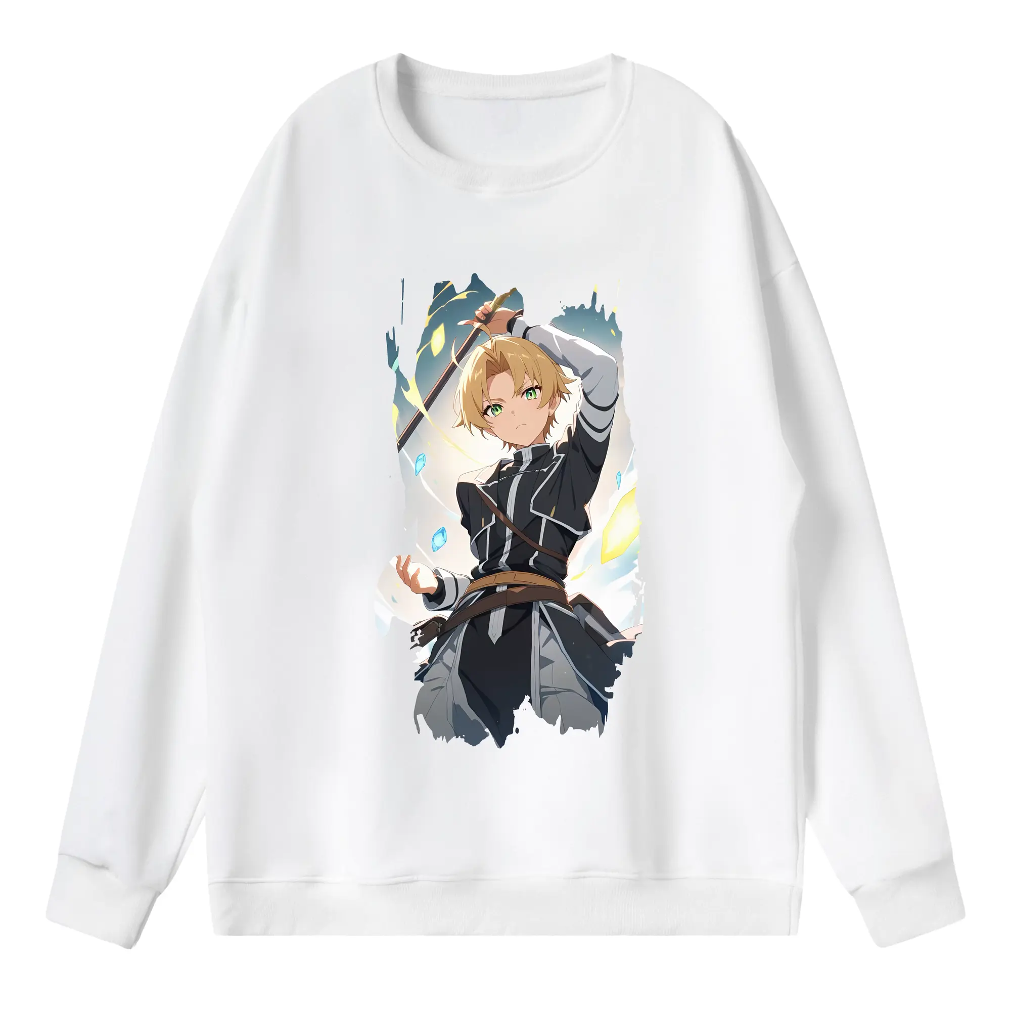 無職転生 グッズ,ルーデウス・グレイラット - 薄手 クルーネック スウェット 裏毛260g · ポリエステル 春秋向け カジュアル 男女兼用 · トレーナー デイリー スポーツ 散歩に最適