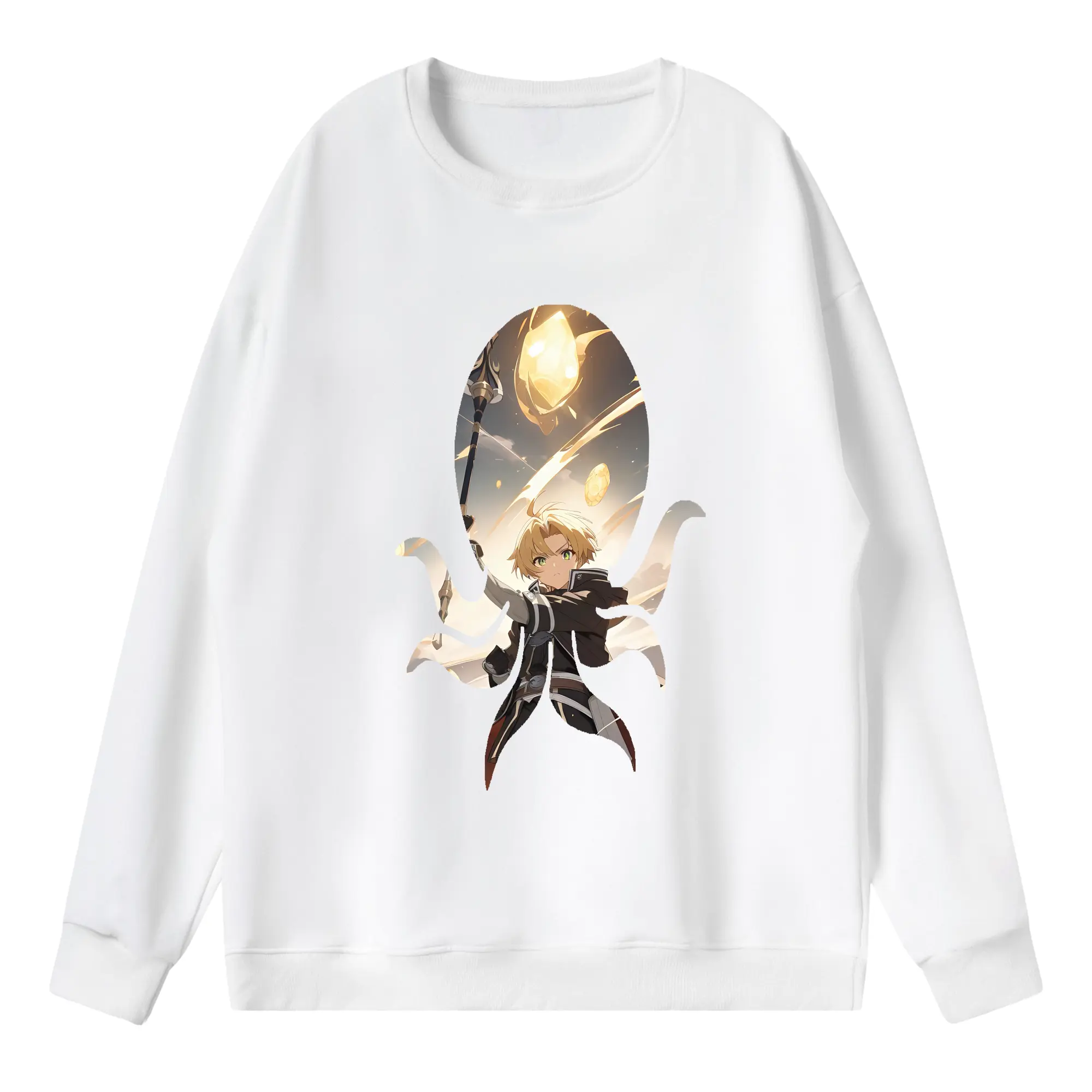 無職転生 グッズ,ルーデウス・グレイラット - 薄手 クルーネック スウェット 裏毛260g · ポリエステル 春秋向け カジュアル 男女兼用 · トレーナー デイリー スポーツ 散歩に最適