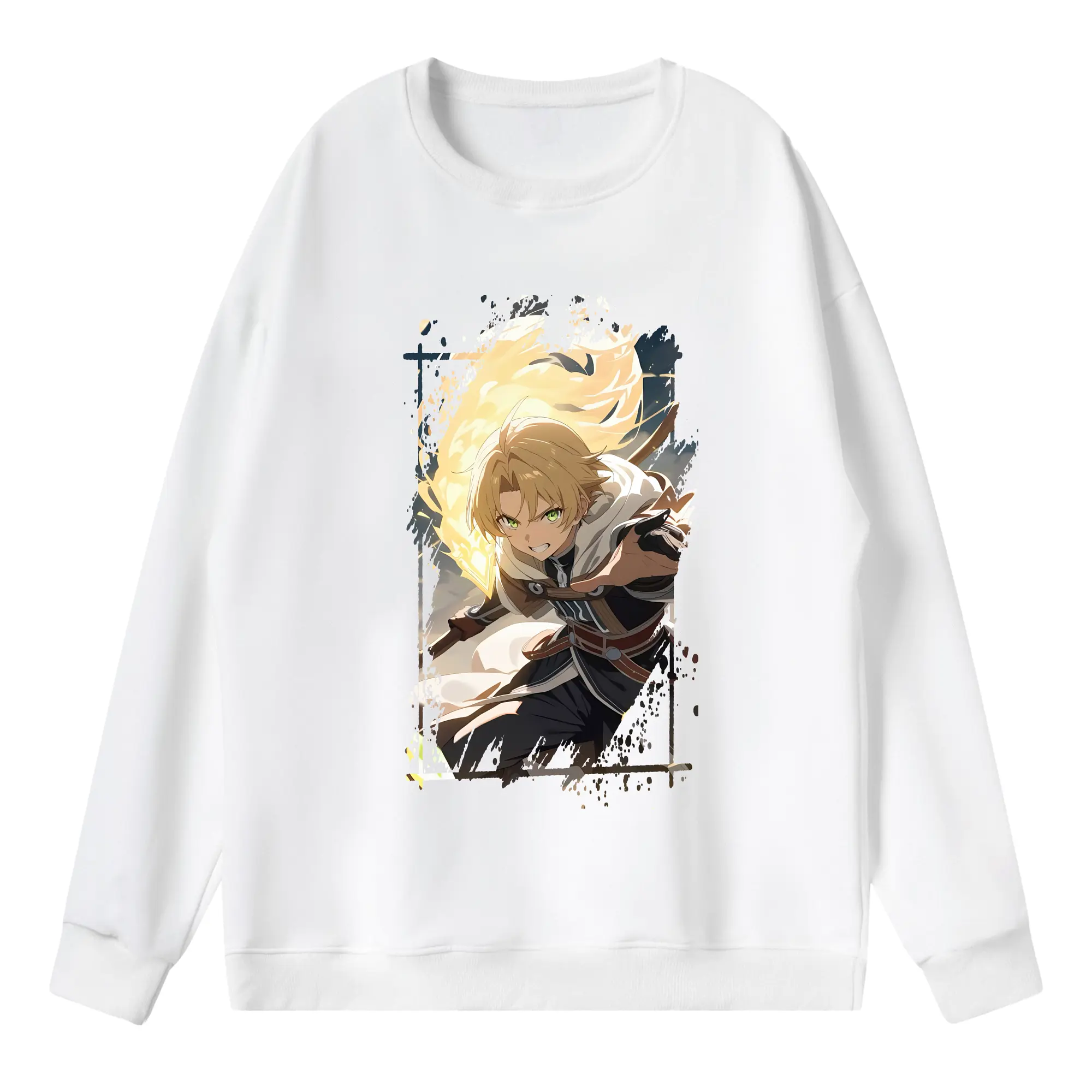 無職転生 グッズ,ルーデウス・グレイラット - 薄手 クルーネック スウェット 裏毛260g · ポリエステル 春秋向け カジュアル 男女兼用 · トレーナー デイリー スポーツ 散歩に最適