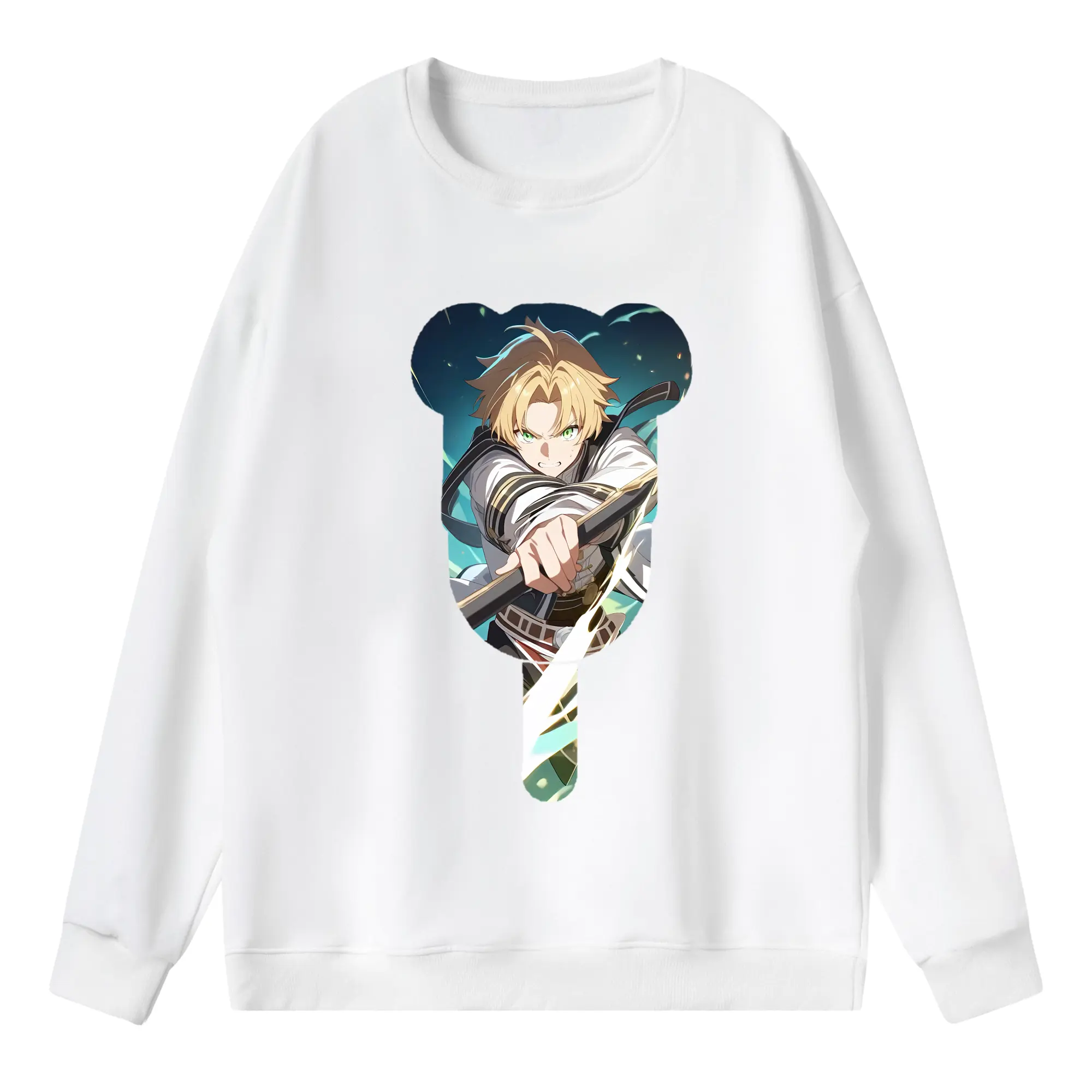 無職転生 グッズ,ルーデウス・グレイラット - 薄手 クルーネック スウェット 裏毛260g · ポリエステル 春秋向け カジュアル 男女兼用 · トレーナー デイリー スポーツ 散歩に最適