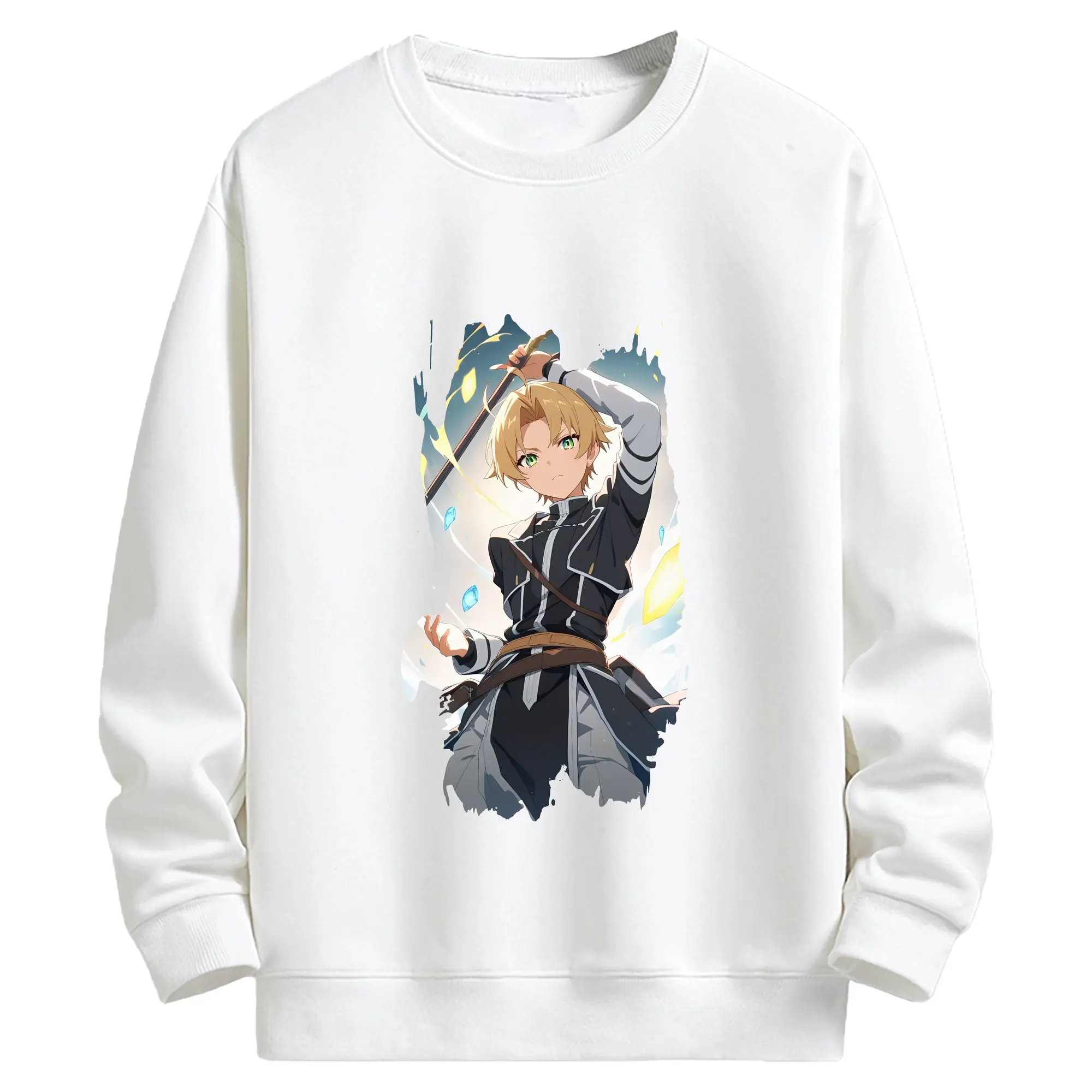 無職転生 グッズ,ルーデウス・グレイラット - キッズ クルーネックスウェットシャツ ・ フロントプリント ・ 綿80％ ポリエステル20％ ・ 快適 通学 スポーツ 日常使い お散歩用