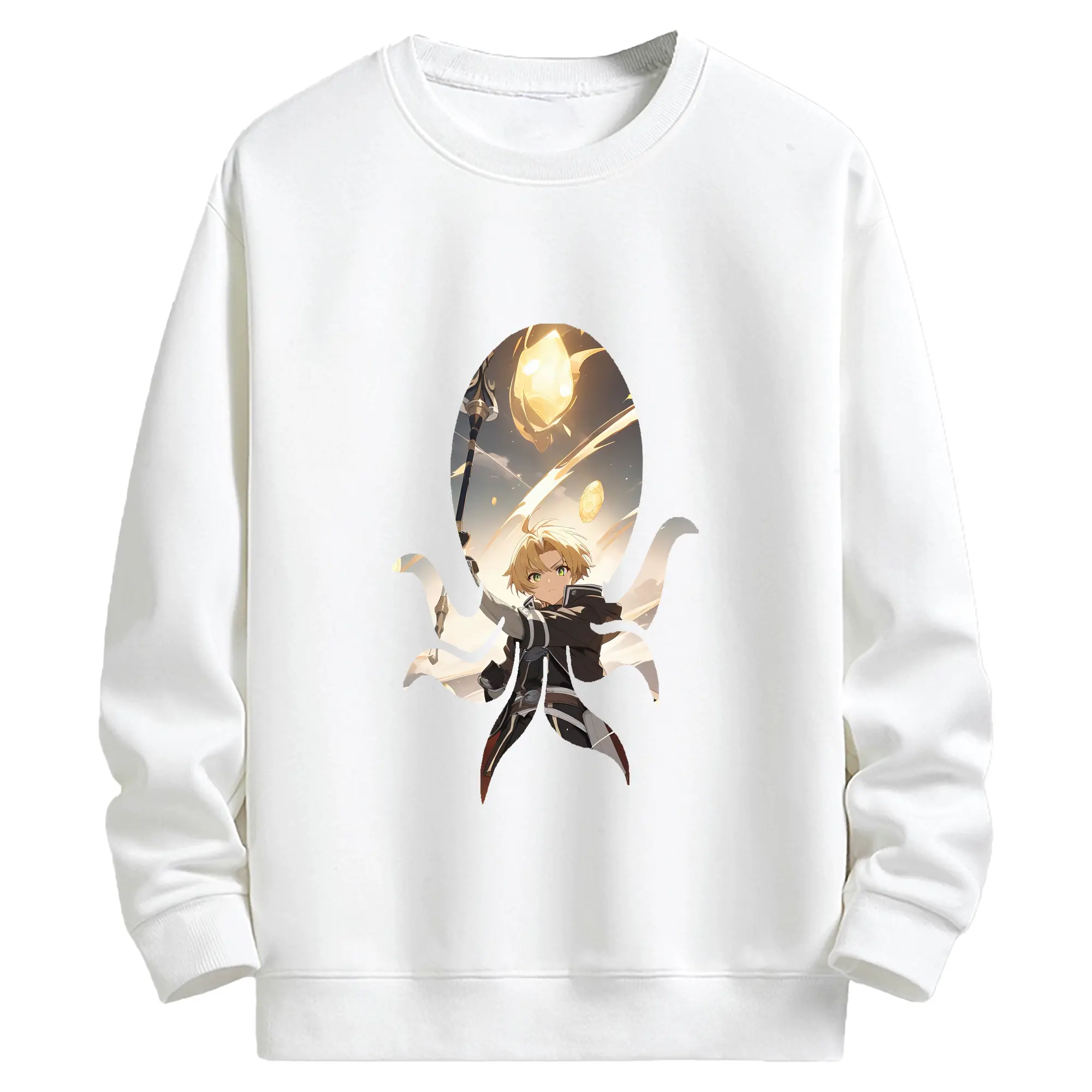 無職転生 グッズ,ルーデウス・グレイラット - キッズ クルーネックスウェットシャツ ・ フロントプリント ・ 綿80％ ポリエステル20％ ・ 快適 通学 スポーツ 日常使い お散歩用