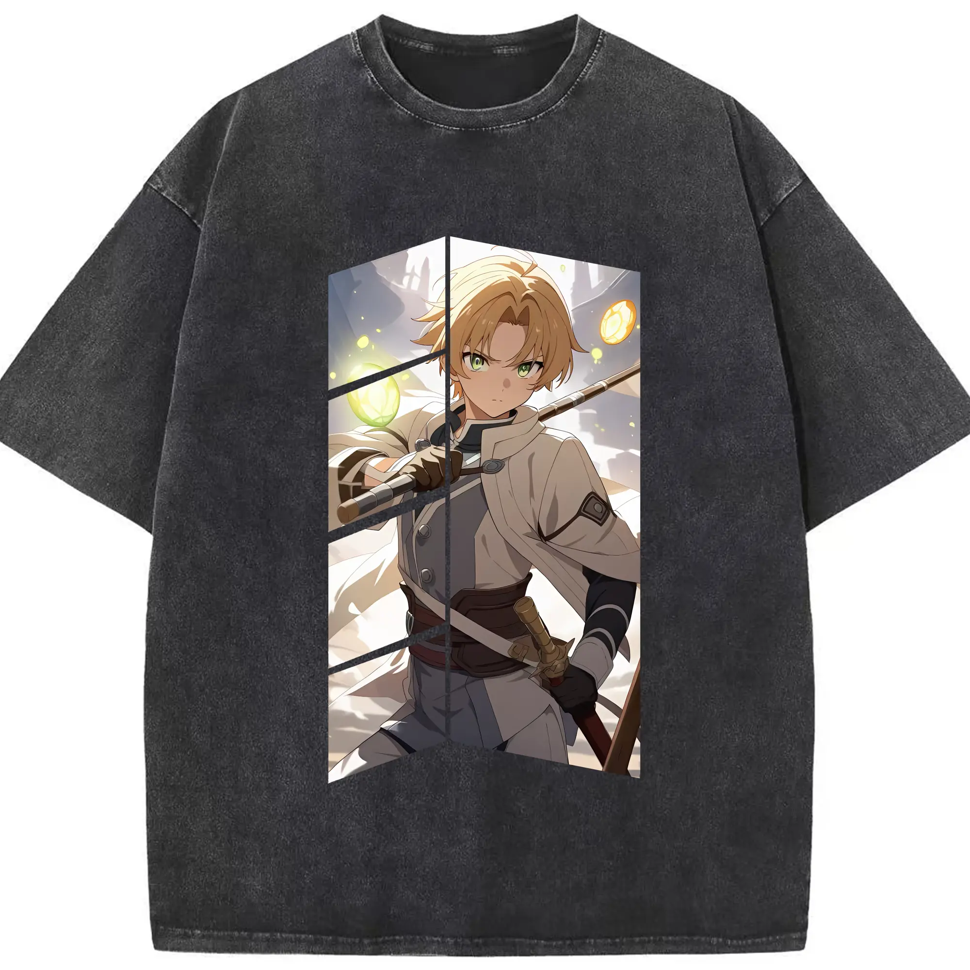 無職転生 グッズ,ルーデウス・グレイラット - 綿100％ ヴィンテージ風 半袖Tシャツ ・ フロントプリント ・ 柔らか肌触り ・ 通気性 快適 ・ スポーツ カジュアル 外出用
