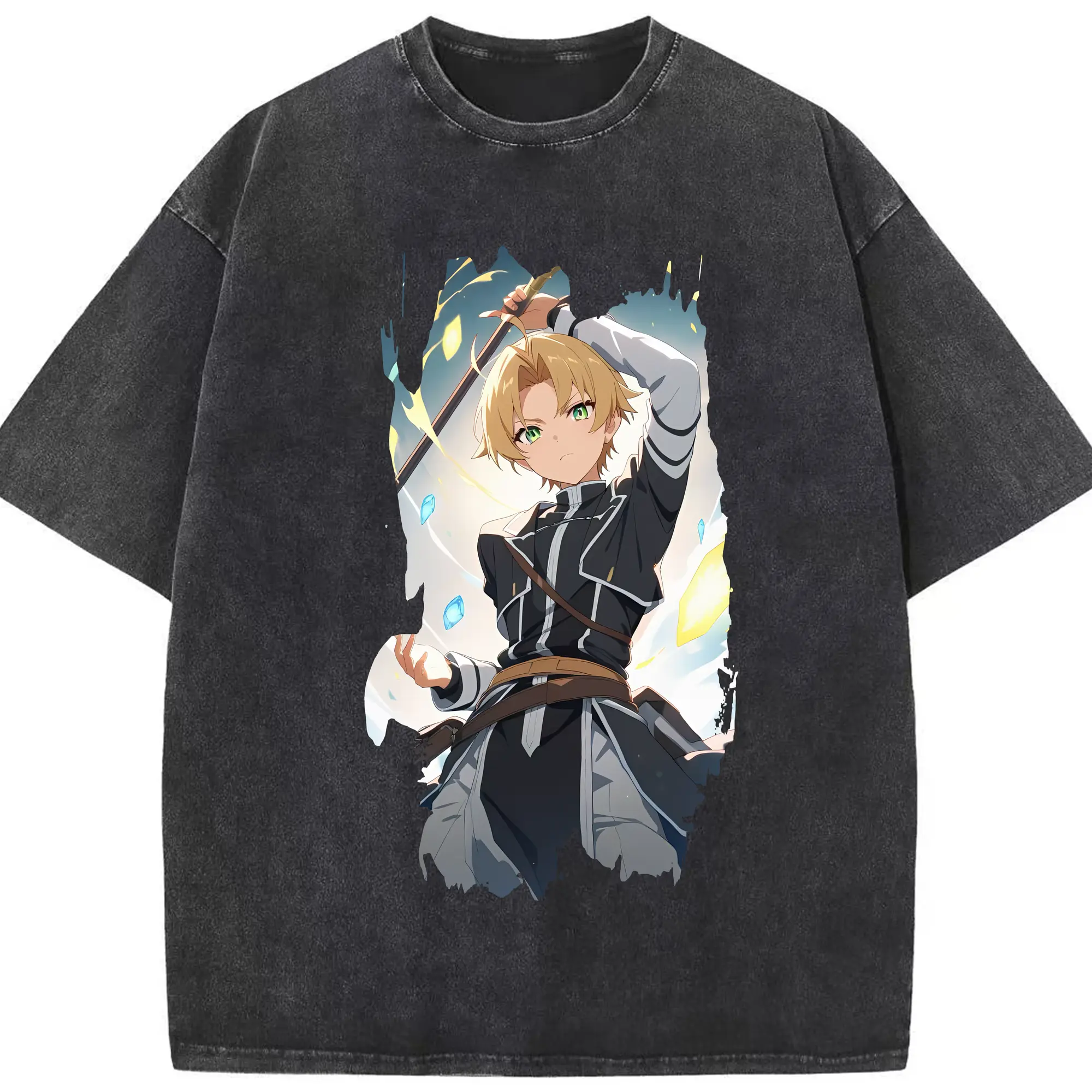 無職転生 グッズ,ルーデウス・グレイラット - 綿100％ ヴィンテージ風 半袖Tシャツ ・ フロントプリント ・ 柔らか肌触り ・ 通気性 快適 ・ スポーツ カジュアル 外出用