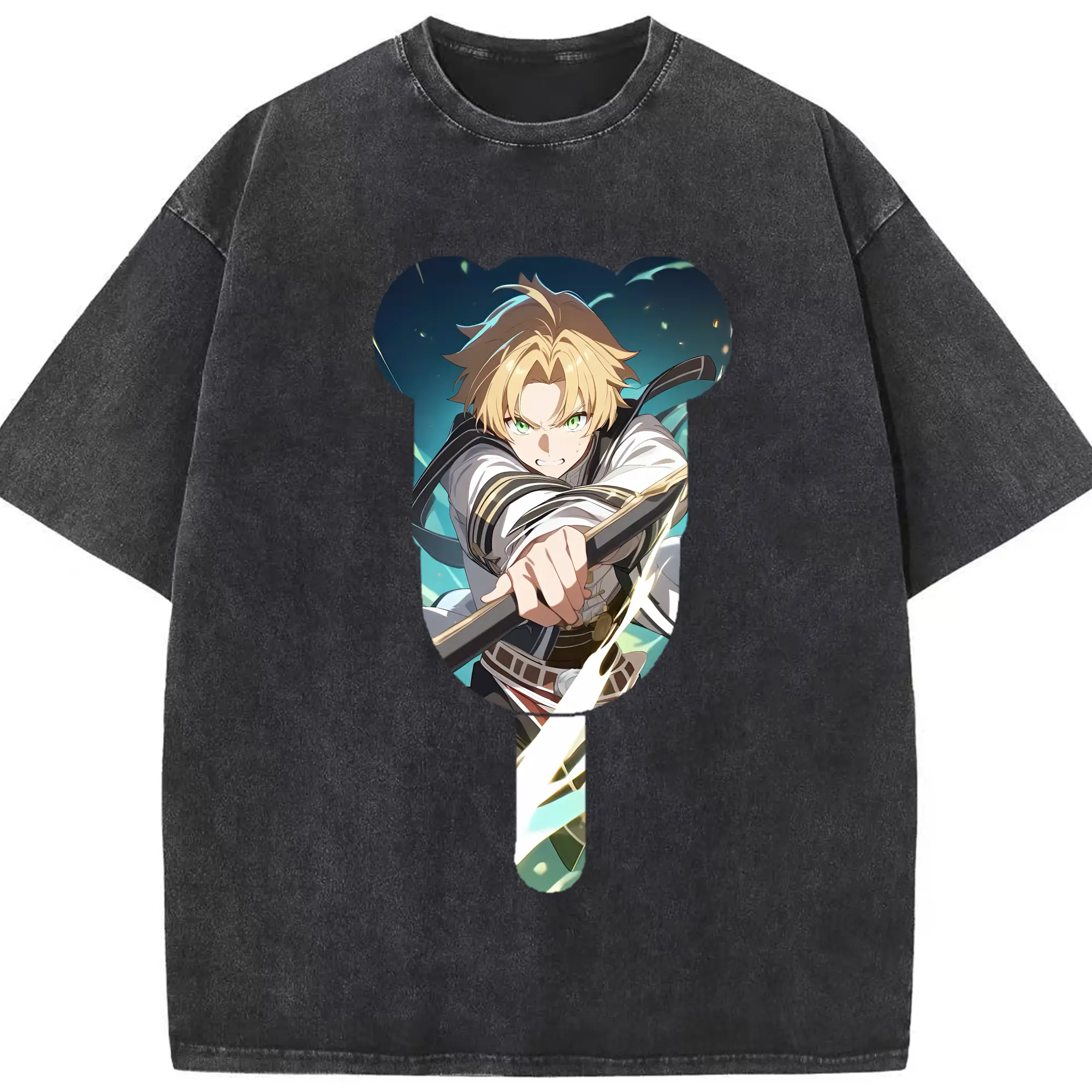 無職転生 グッズ,ルーデウス・グレイラット - 綿100％ ヴィンテージ風 半袖Tシャツ ・ フロントプリント ・ 柔らか肌触り ・ 通気性 快適 ・ スポーツ カジュアル 外出用
